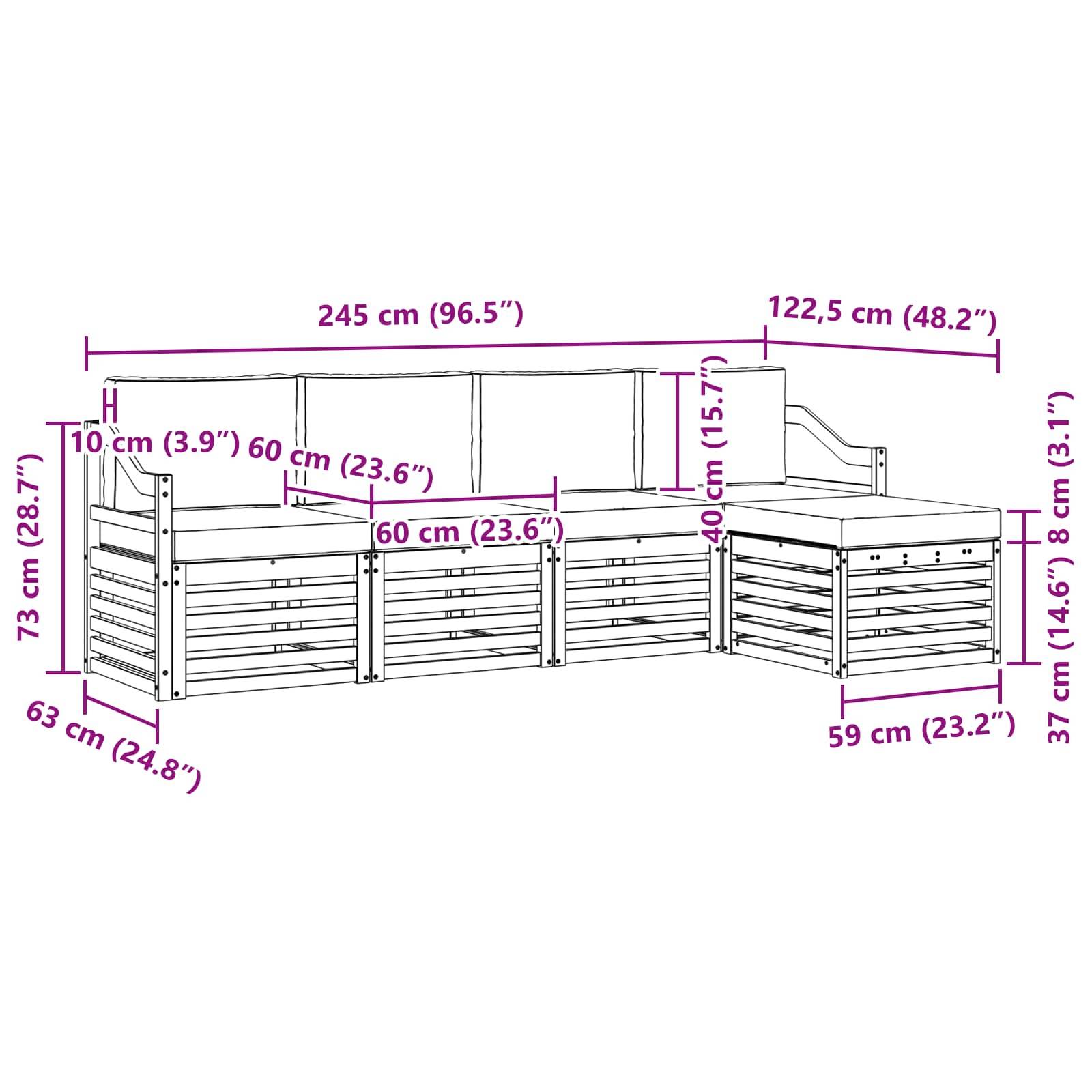 vidaXL Outdoor-Sofagarnitur 5 pcs Weiß und Hellgrau