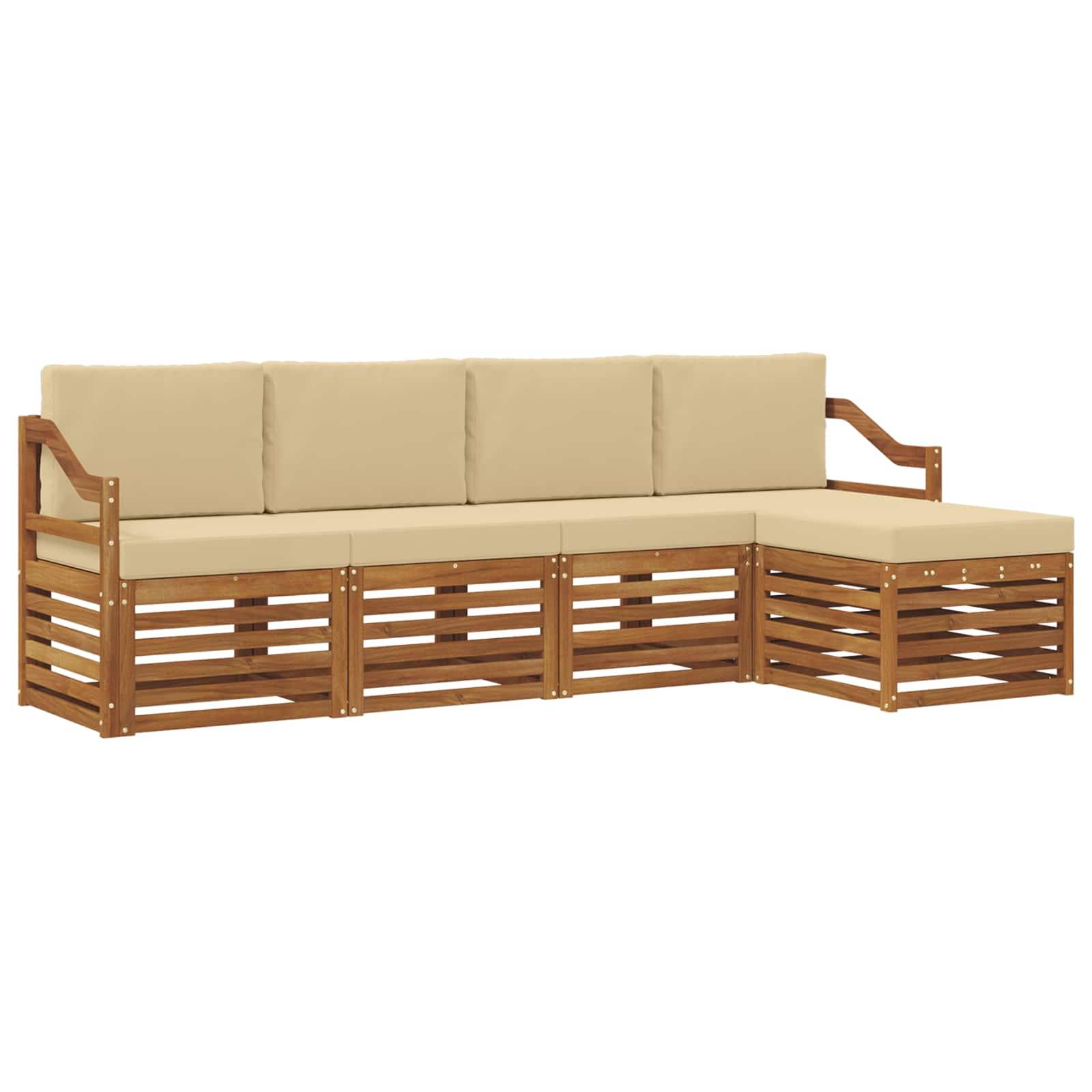 vidaXL Sofagarnituren 5 pcs Natur und Beige Massivholz Akazie