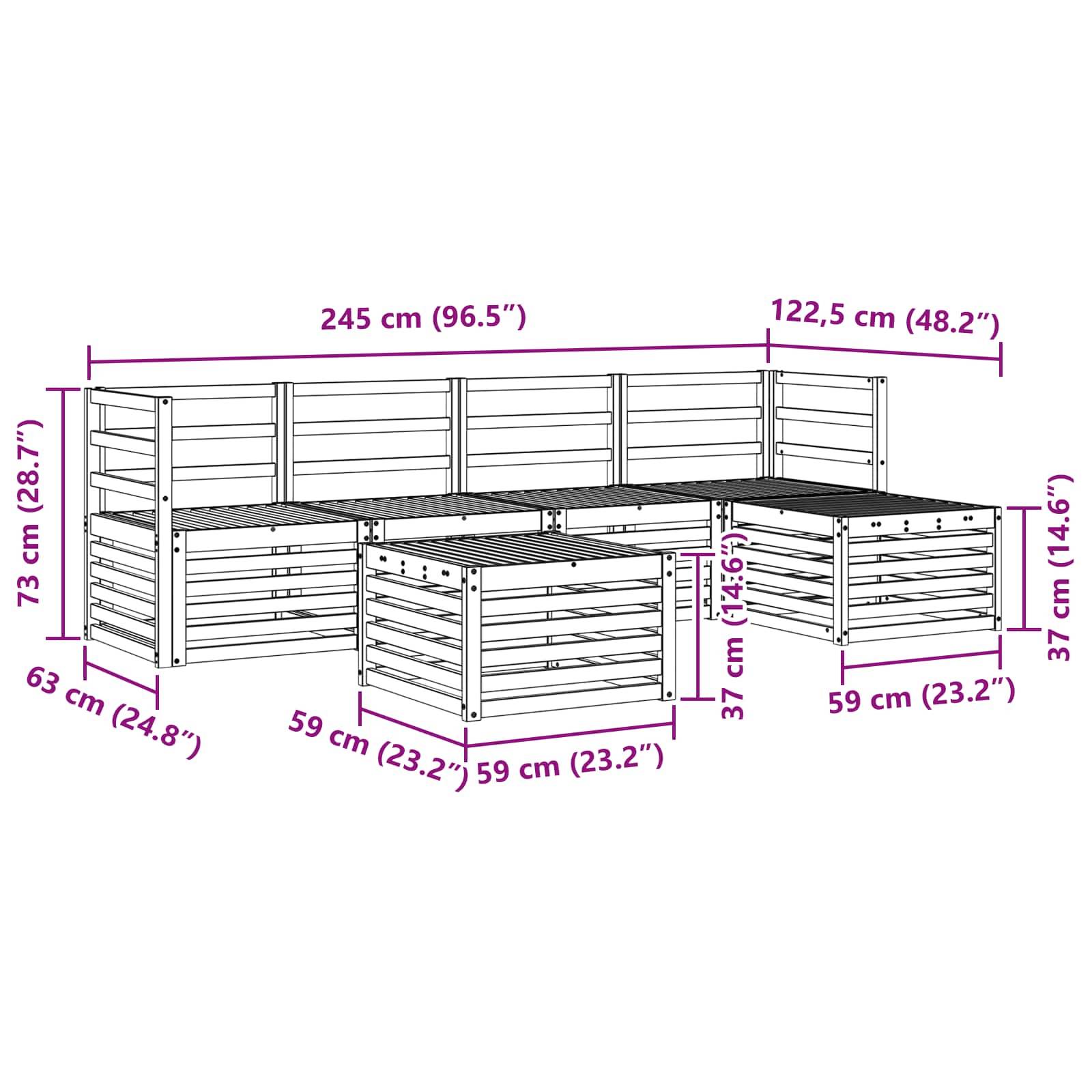 vidaXL Outdoor-Sofagarnitur 6 pcs Weiß Massivholz Akazie