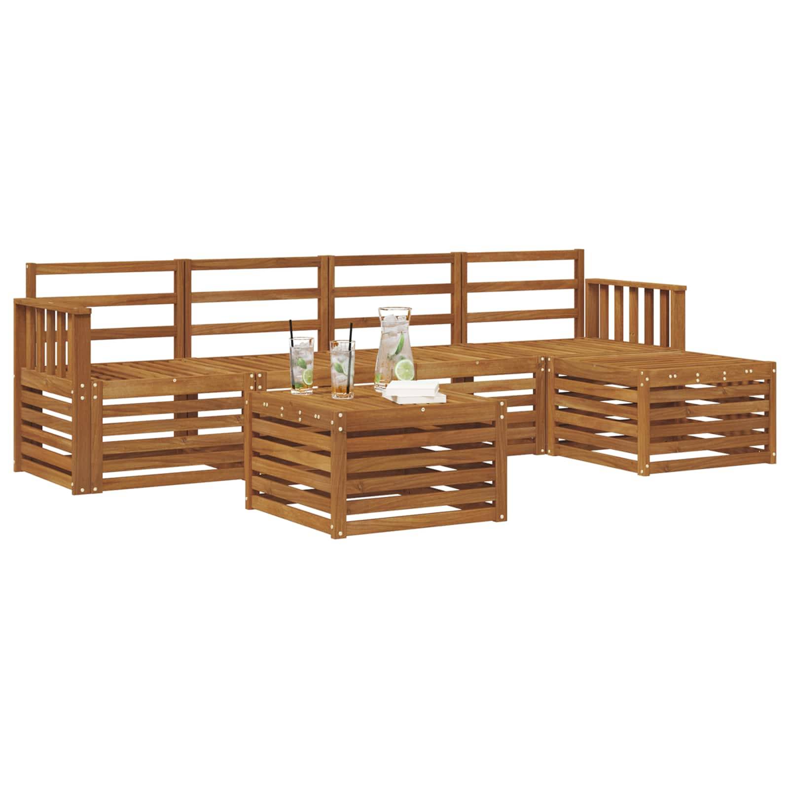 vidaXL Outdoor-Sofagarnitur 6 pcs Natur Massivholz Akazie