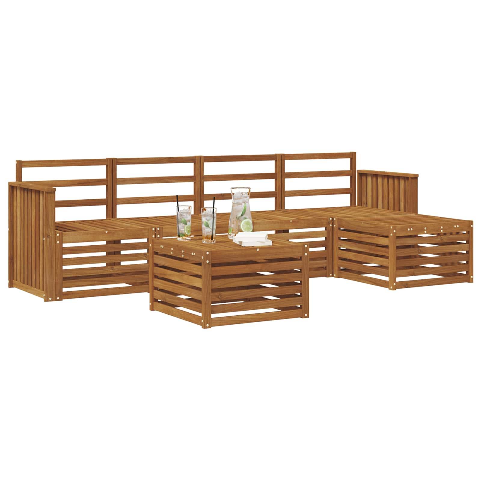 vidaXL Outdoor-Sofagarnitur 6 pcs Natur Massivholz Akazie