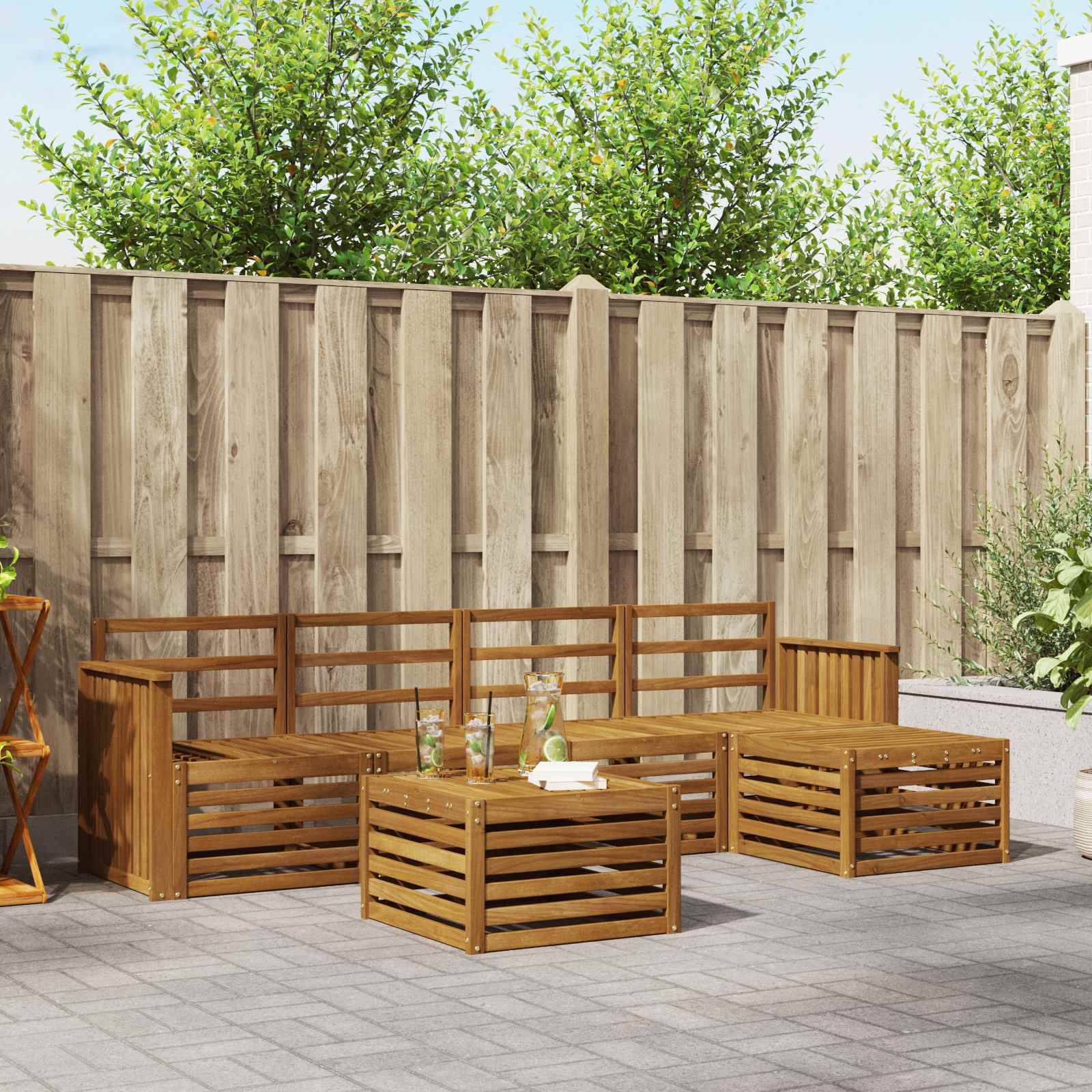 vidaXL Outdoor-Sofagarnitur 6 pcs Natur Massivholz Akazie