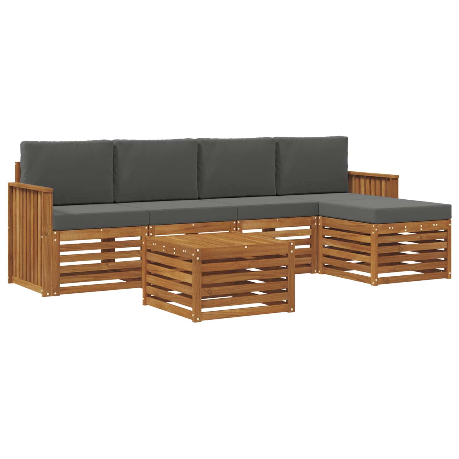 vidaXL Outdoor-Sofagarnitur mit Kissen 6 pcs Natur und Anthrazit