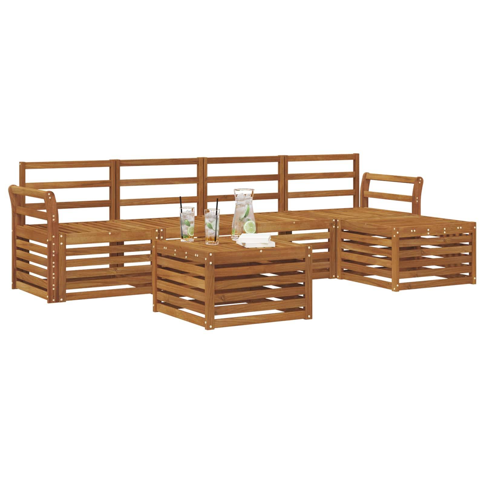 vidaXL Outdoor-Sofagarnitur 6 pcs Natur Massivholz Akazie