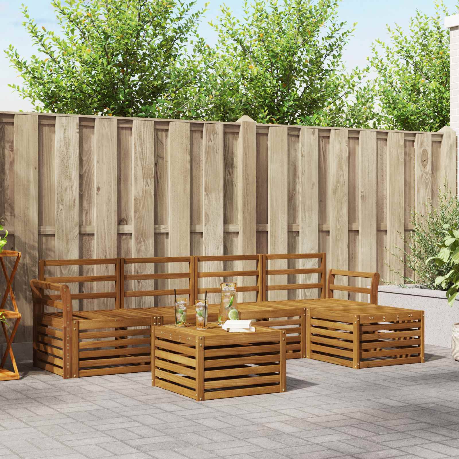 vidaXL Outdoor-Sofagarnitur 6 pcs Natur Massivholz Akazie
