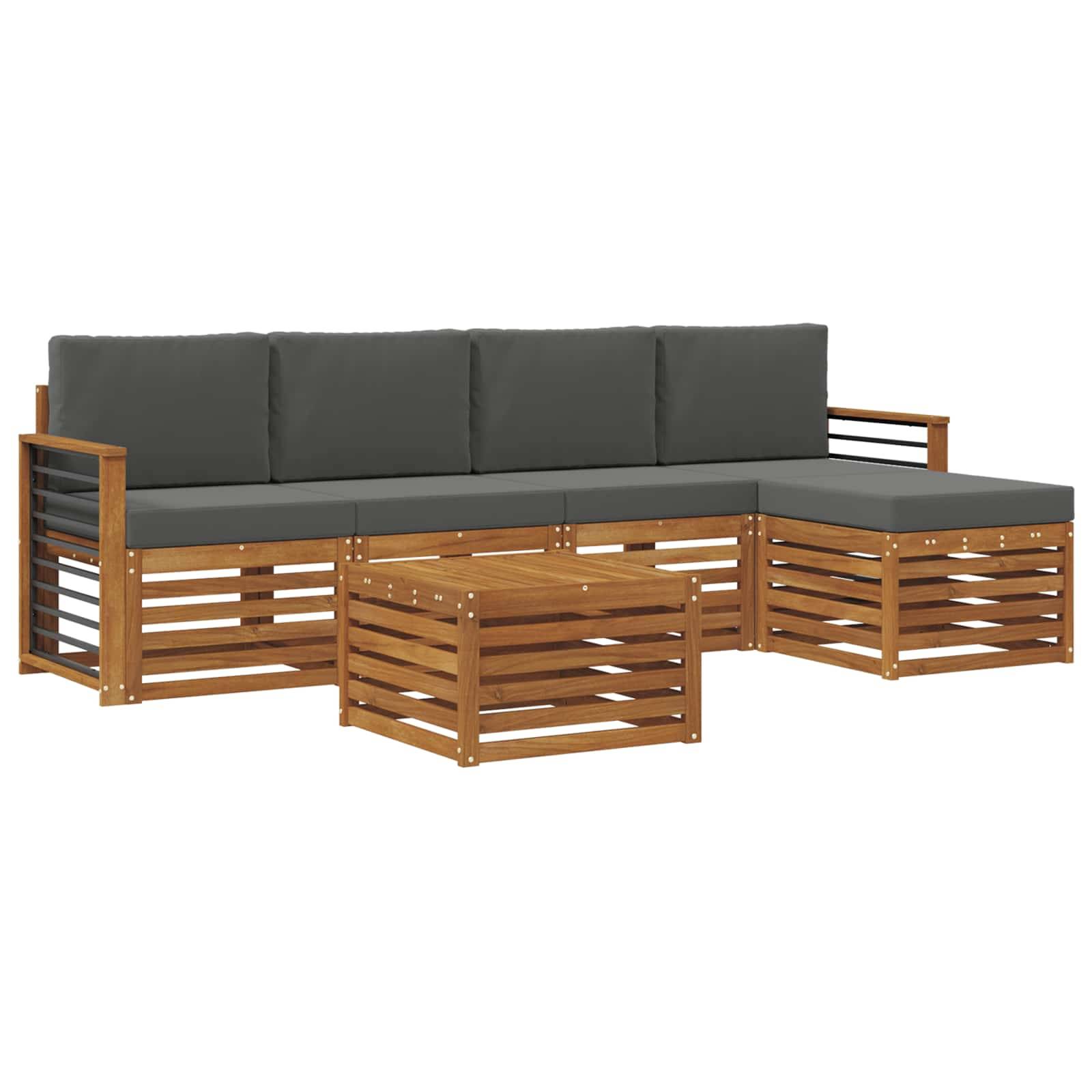 vidaXL Outdoor-Sofagarnitur mit Kissen 6 pcs Natur und Anthrazit