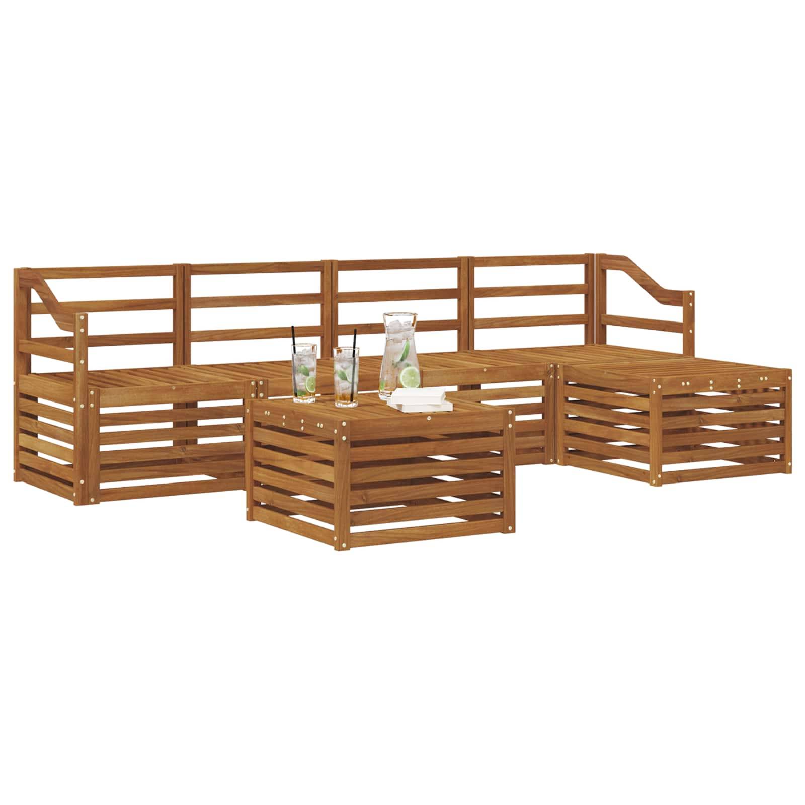 vidaXL Outdoor-Sofagarnitur 6 pcs Natur Massivholz Akazie