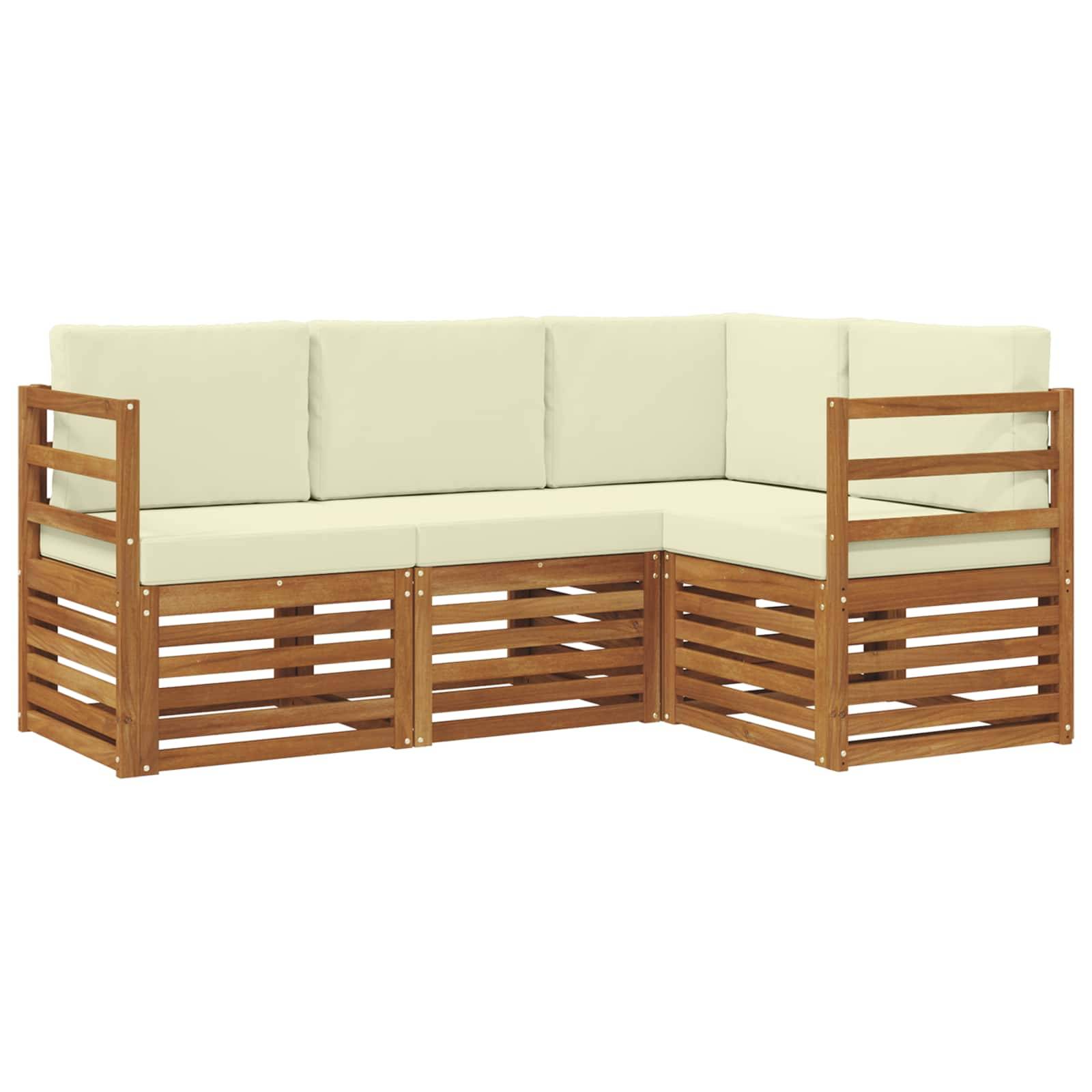 vidaXL Sofagarnituren 4 pcs Natur und Creme Massivholz Akazie