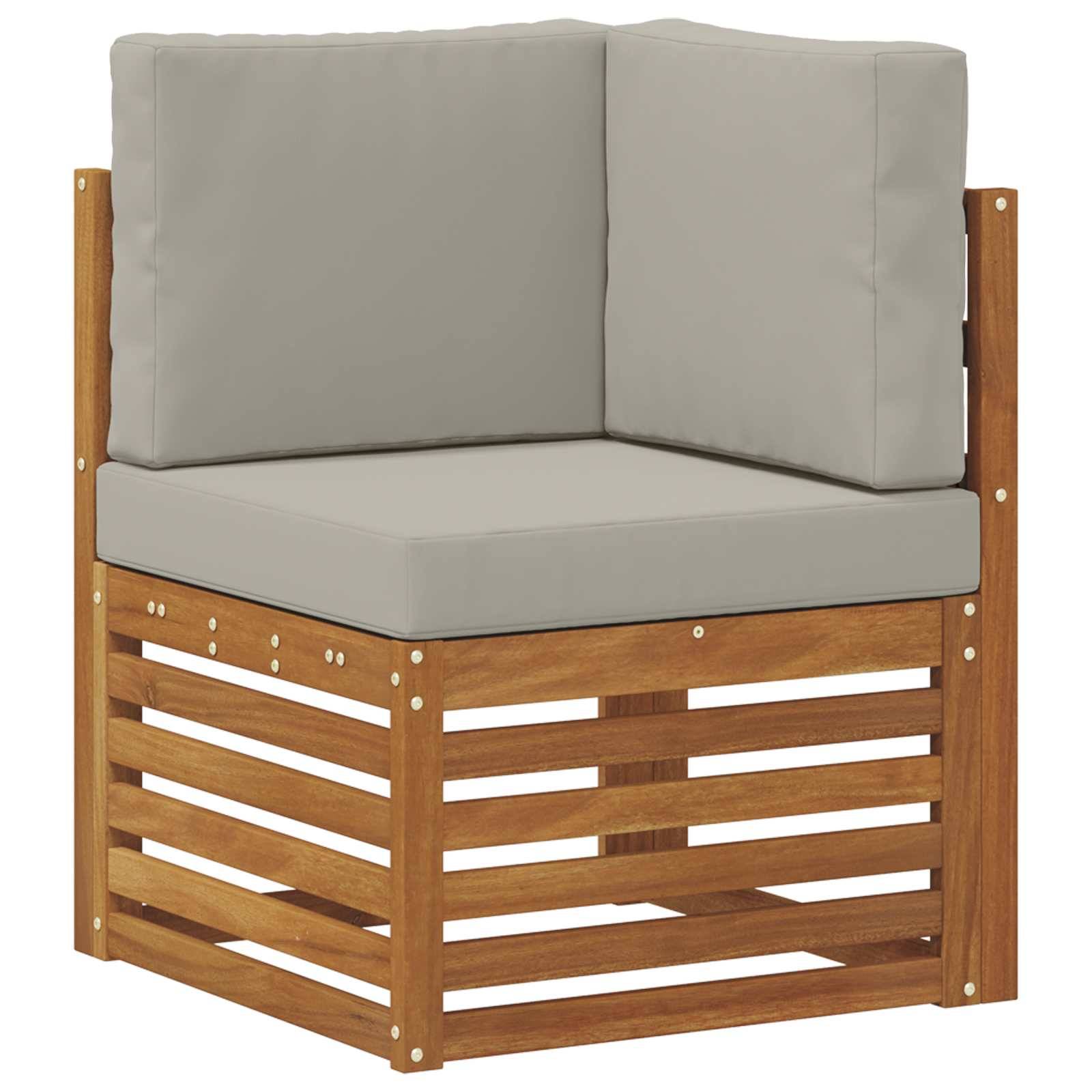 vidaXL Sofagarnituren 5 pcs Natürlich und Hellgrau Massivholz Akazie