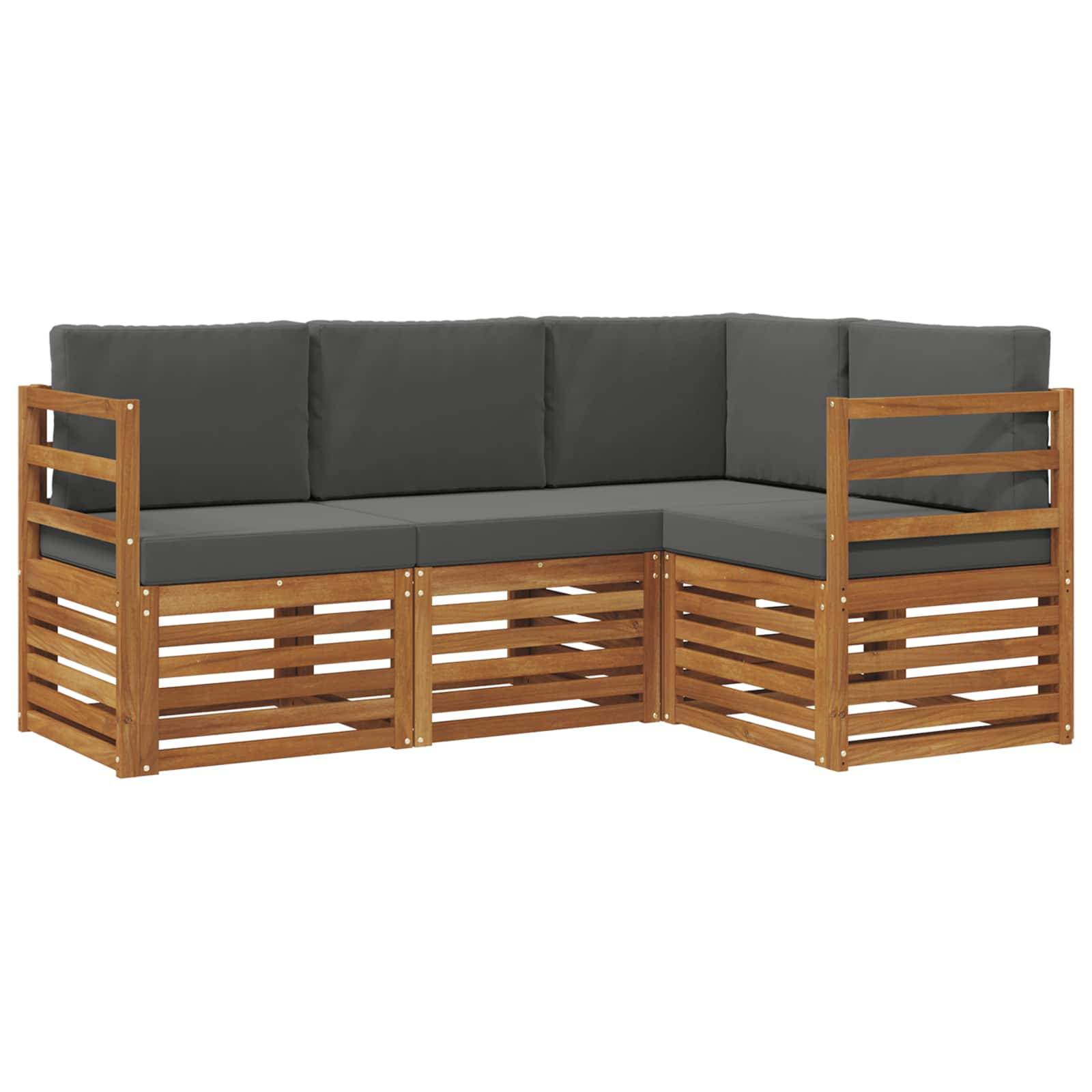 vidaXL Sofagarnituren 4 pcs Natur und Anthrazit Massivholz Akazie