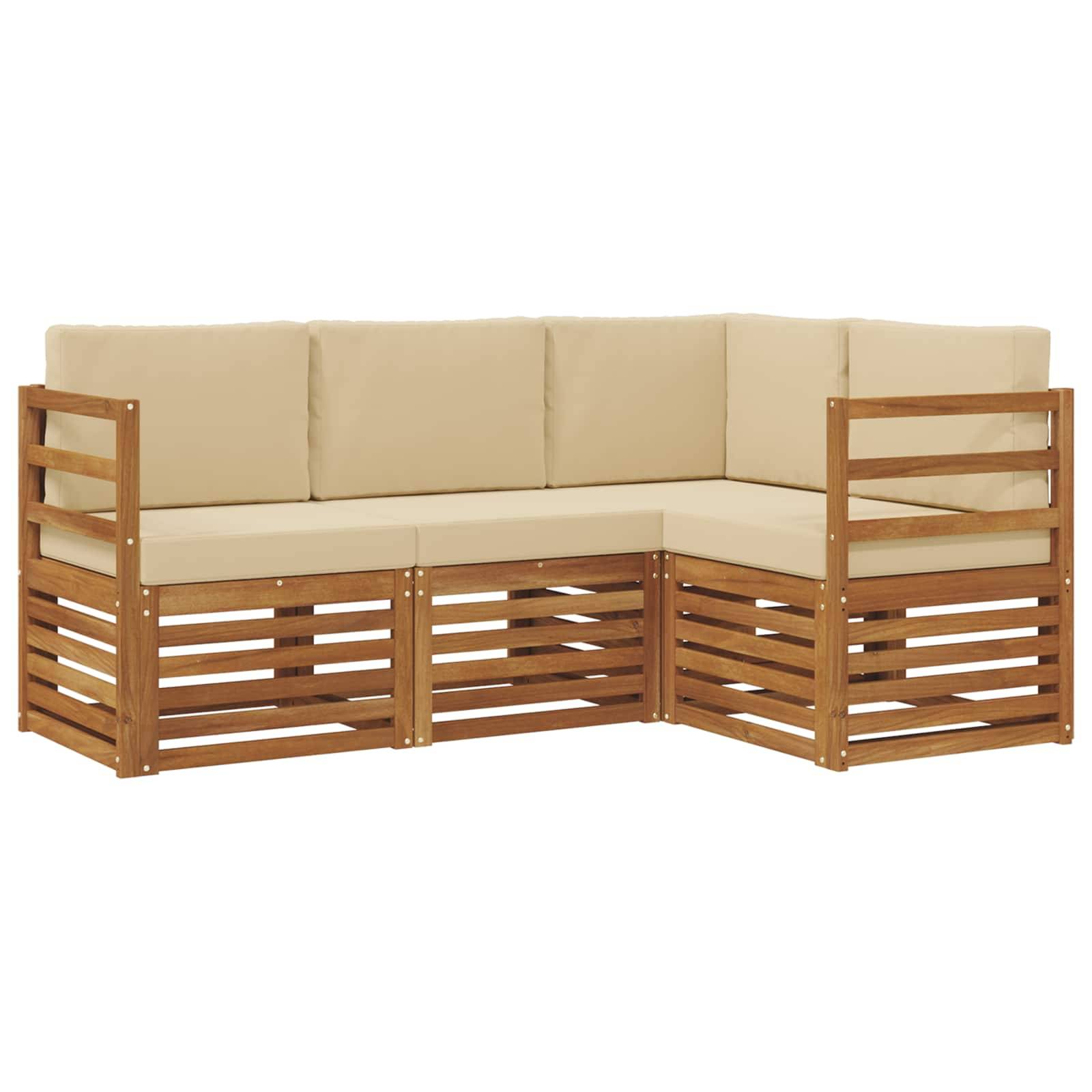 vidaXL Sofagarnituren 4 pcs Natur und Beige Massivholz Akazie