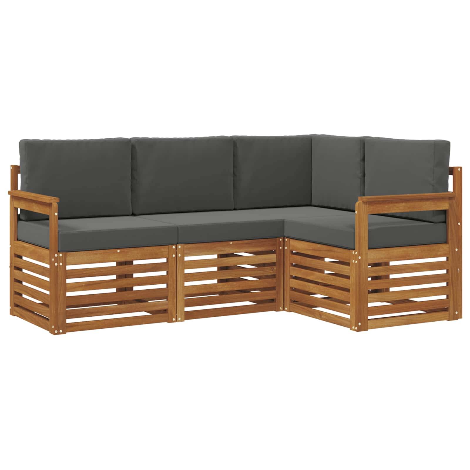 vidaXL Sofagarnituren 4 pcs Natur und Anthrazit Massivholz Akazie