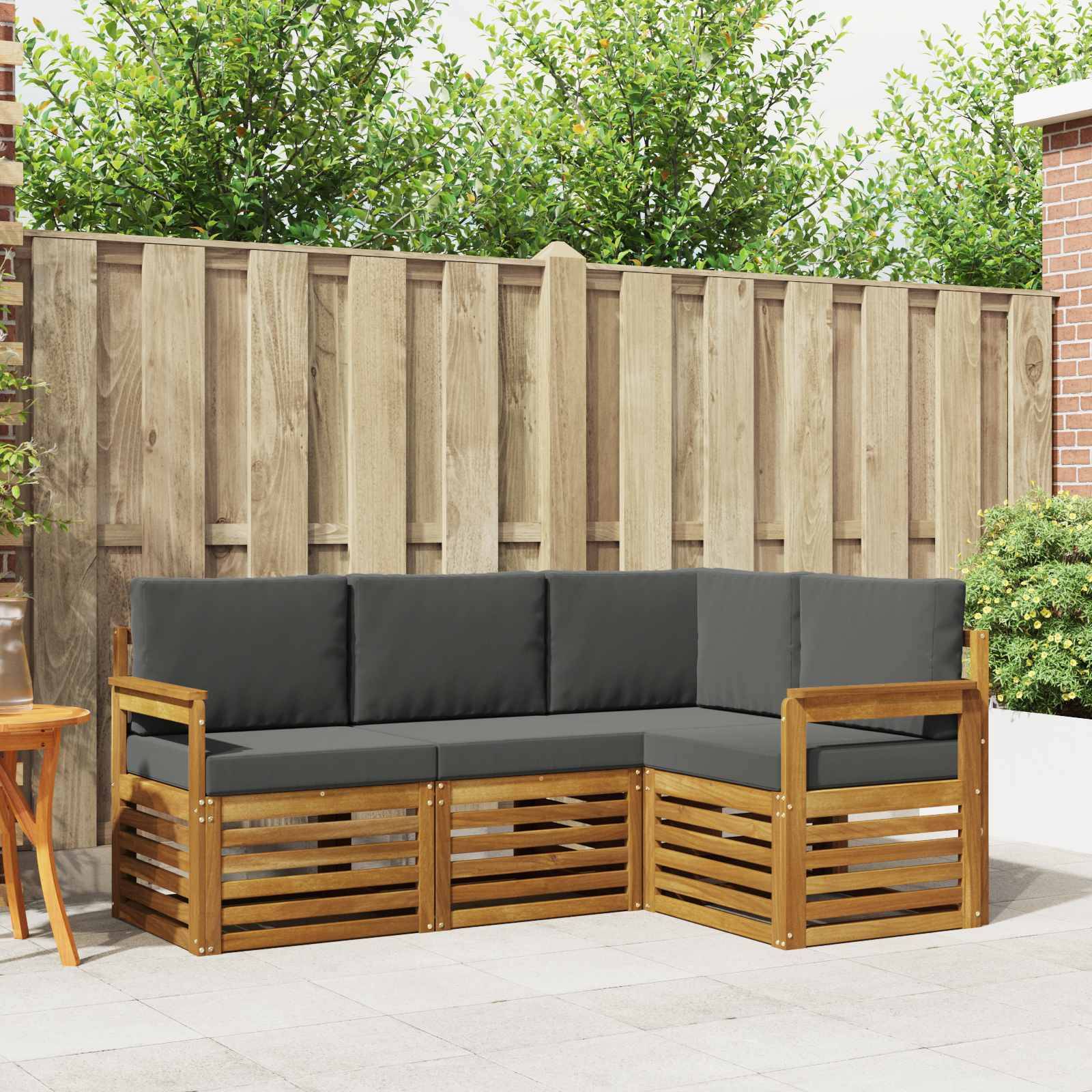 vidaXL Sofagarnituren 4 pcs Natur und Anthrazit Massivholz Akazie