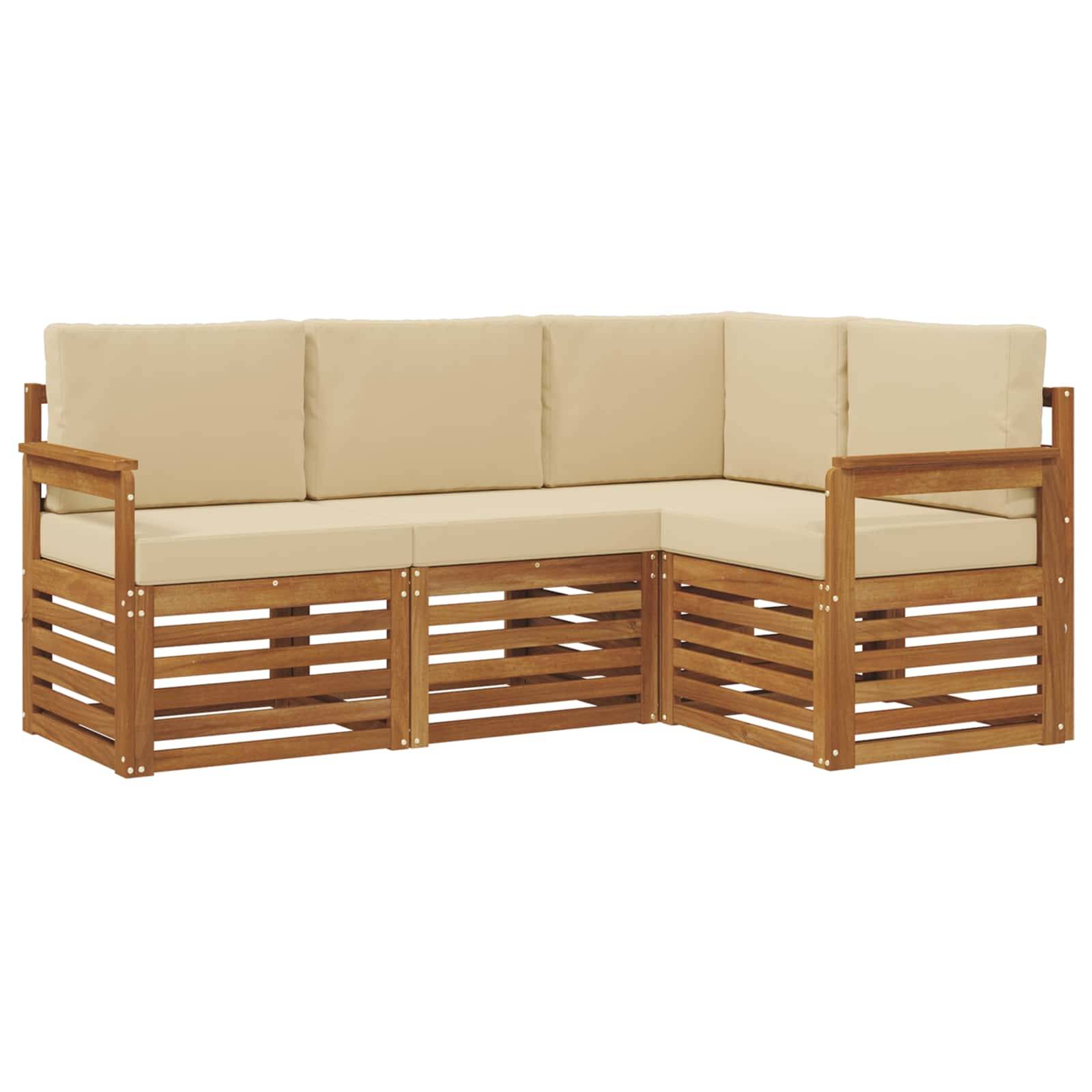 vidaXL Sofagarnituren 4 pcs Natur und Beige Massivholz Akazie