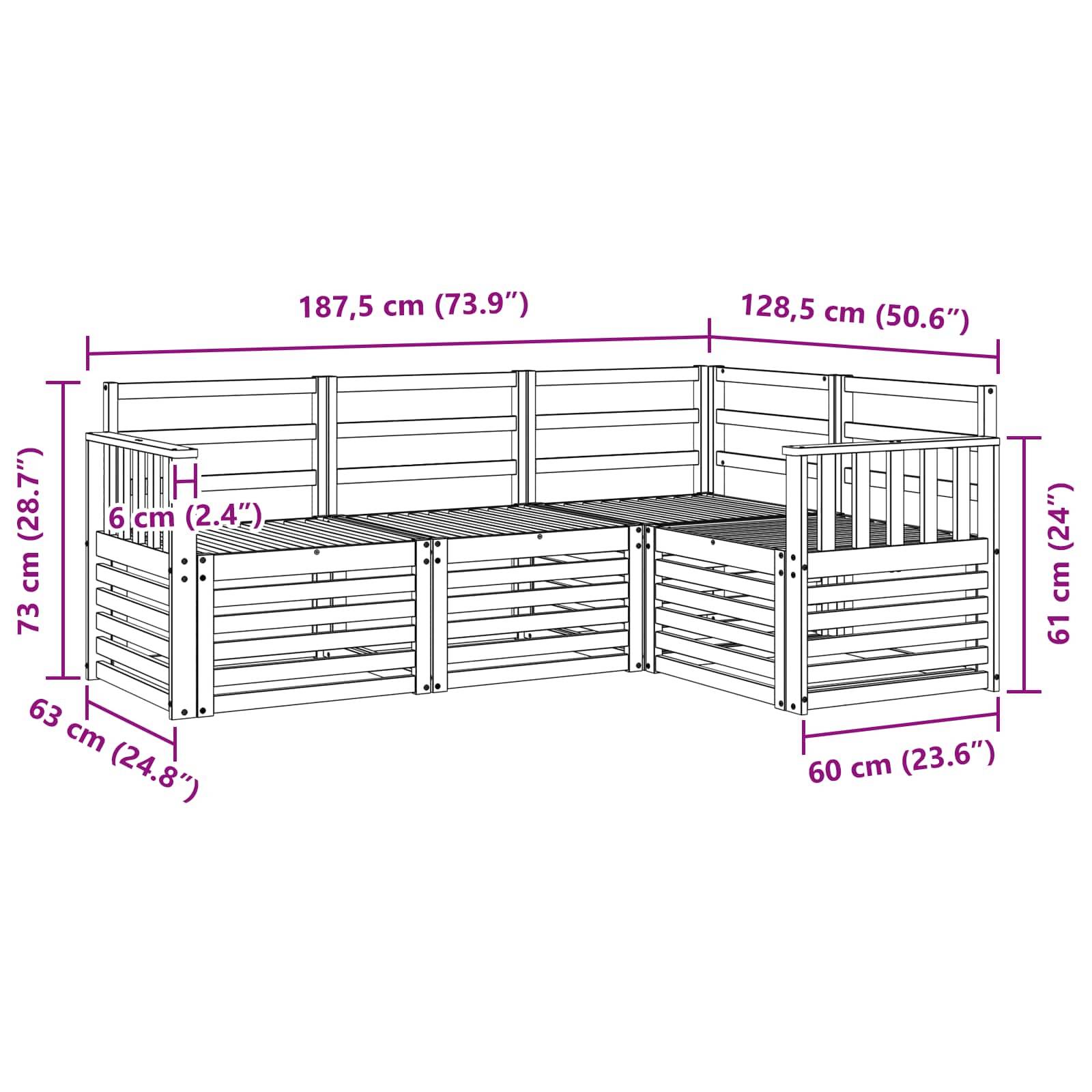 vidaXL Sofagarnituren 4 pcs Natur Massivholz Akazie