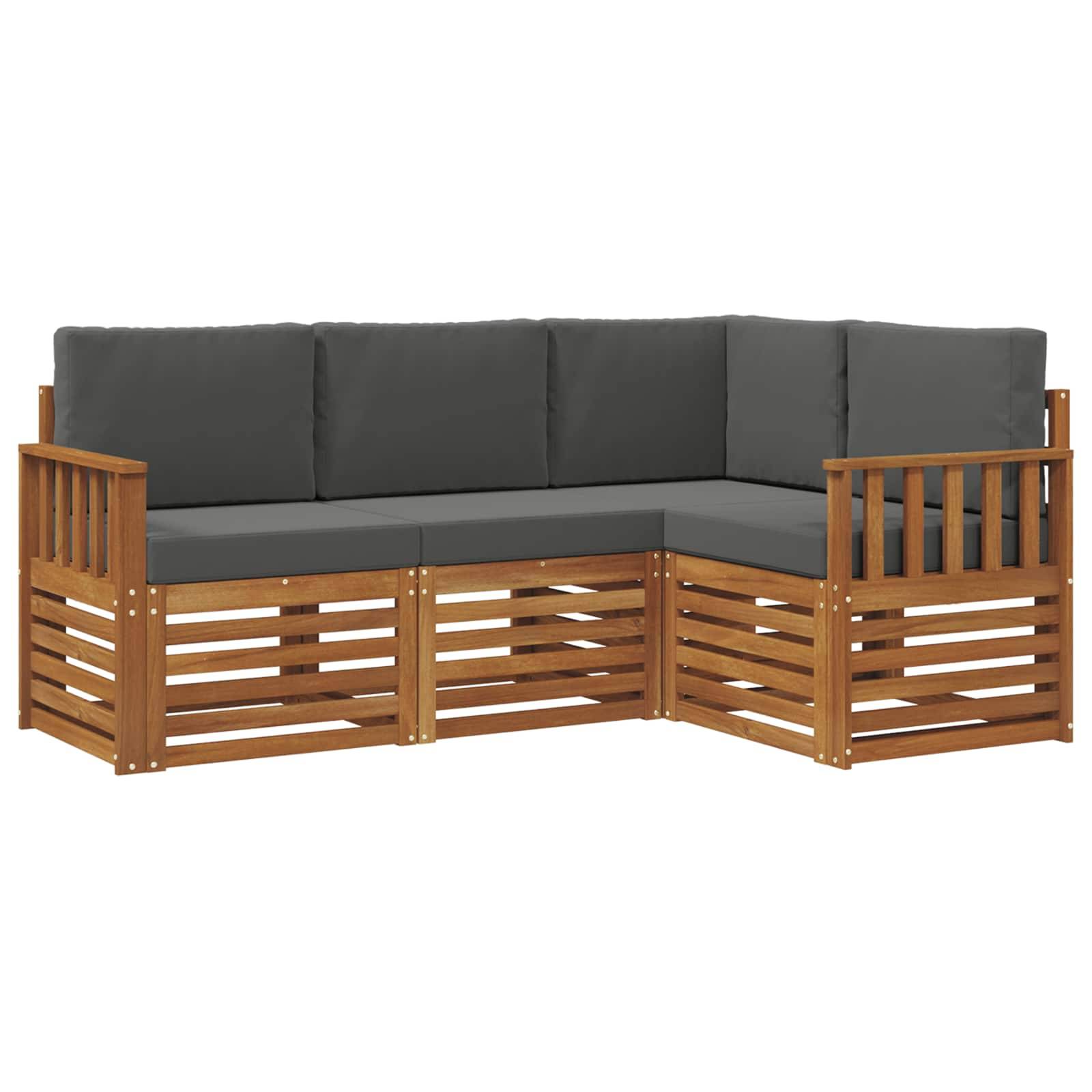vidaXL Sofagarnituren 4 pcs Natur und Anthrazit Massivholz Akazie