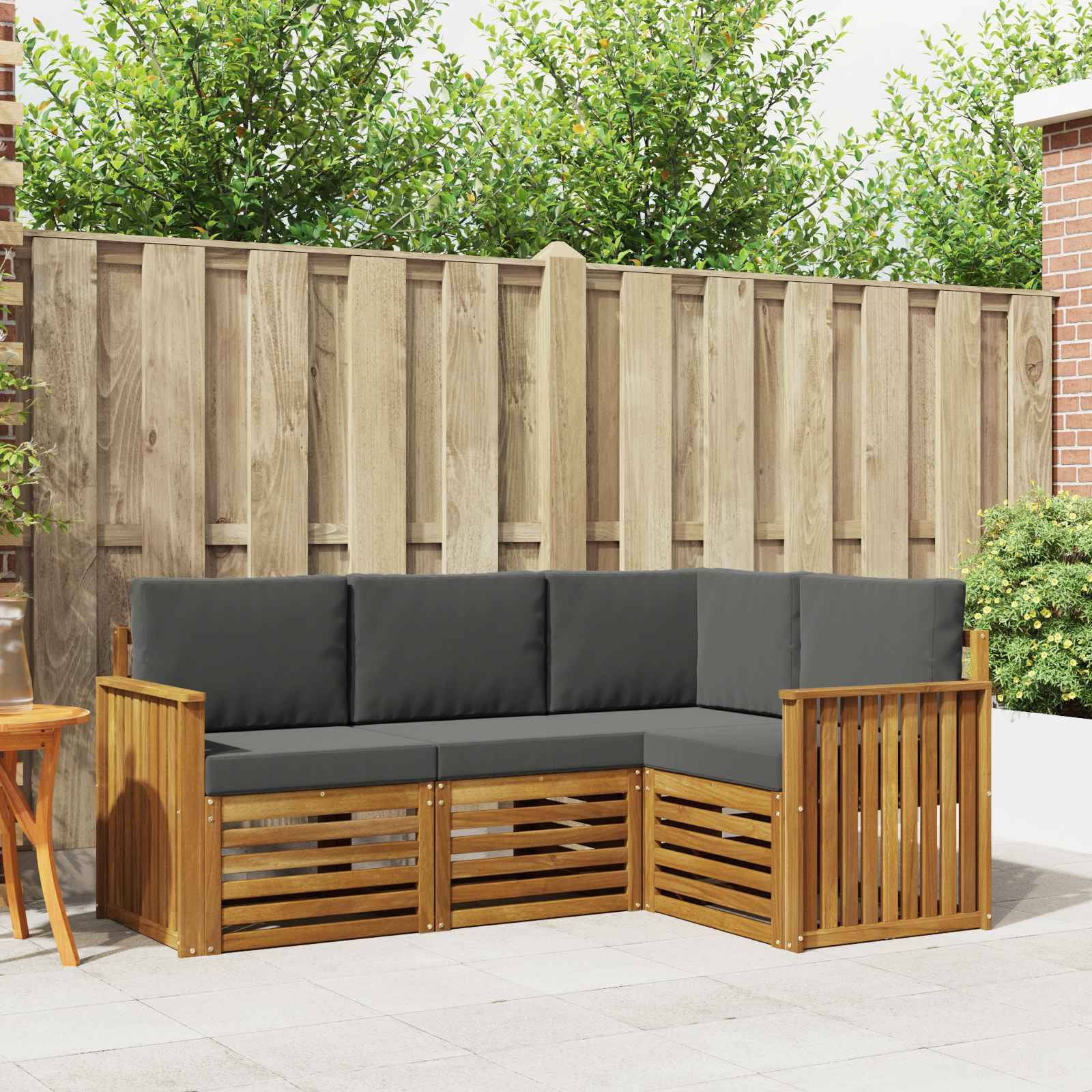 vidaXL Sofagarnituren 4 pcs Natur und Anthrazit Massivholz Akazie