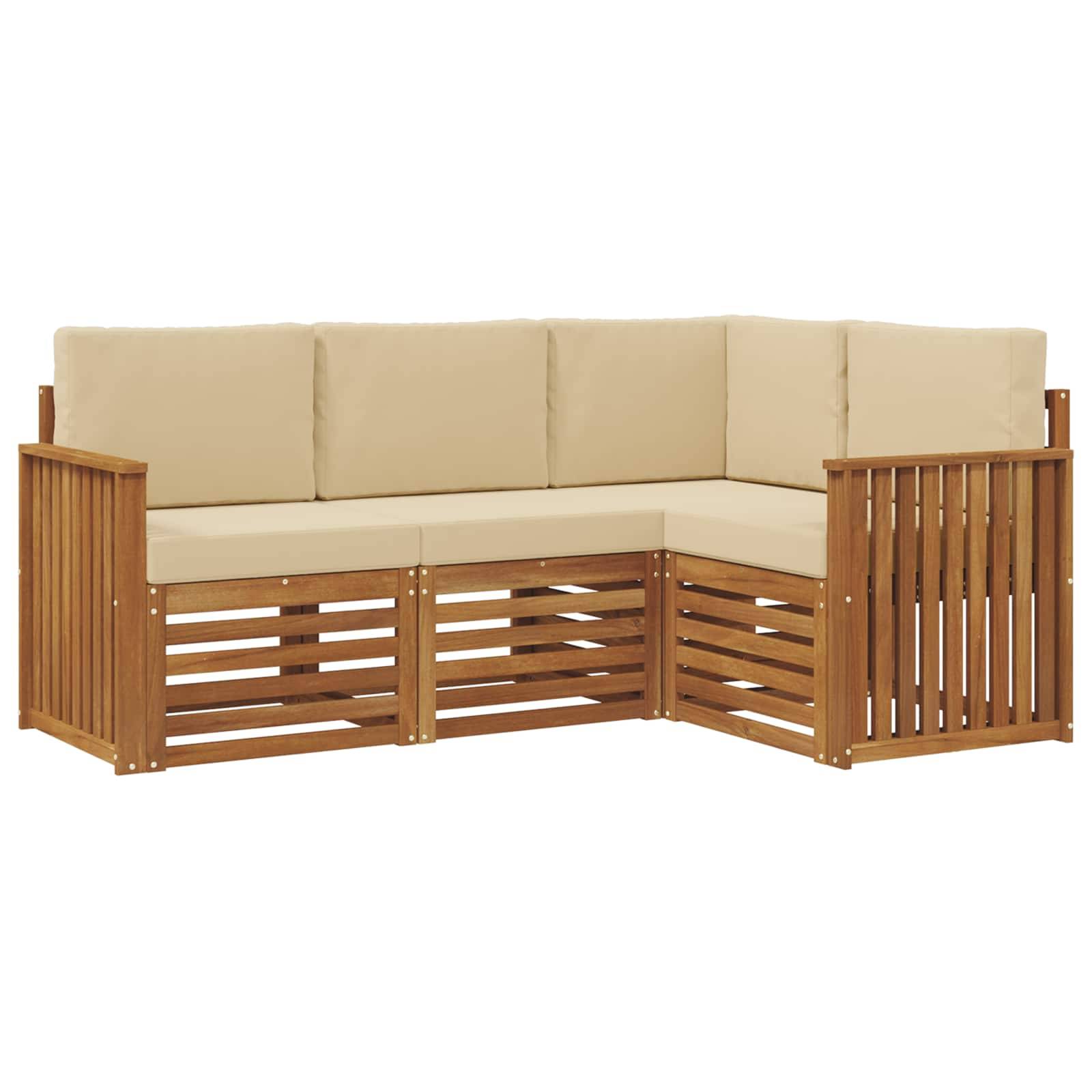vidaXL Sofagarnituren 4 pcs Natur und Beige Massivholz Akazie