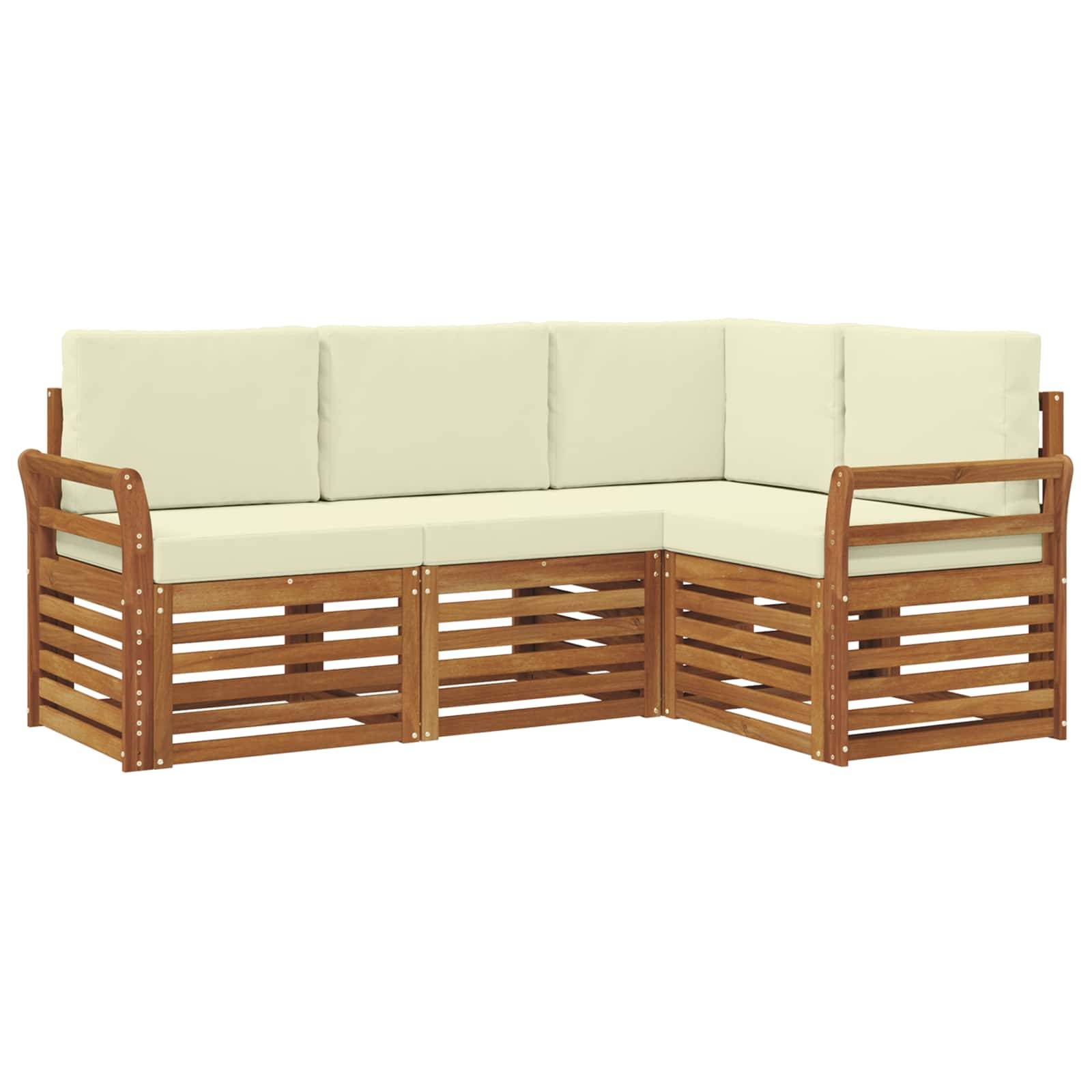 vidaXL Sofagarnituren 4 pcs Natur und Creme Massivholz Akazie