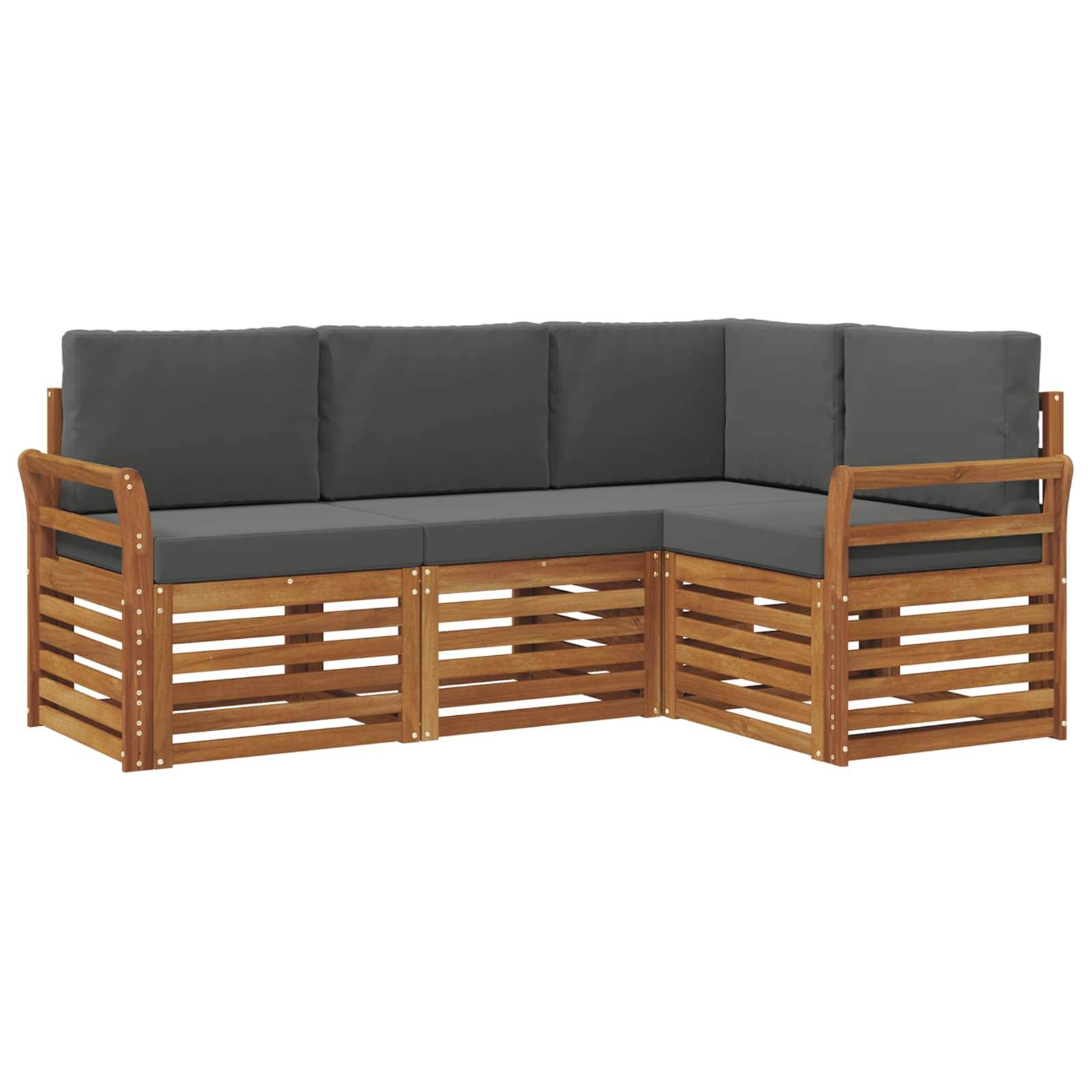 vidaXL Sofagarnituren 4 pcs Natur und Anthrazit Massivholz Akazie