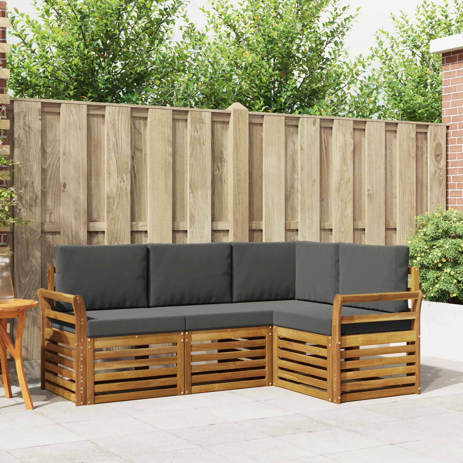 vidaXL Sofagarnituren 4 pcs Natur und Anthrazit Massivholz Akazie