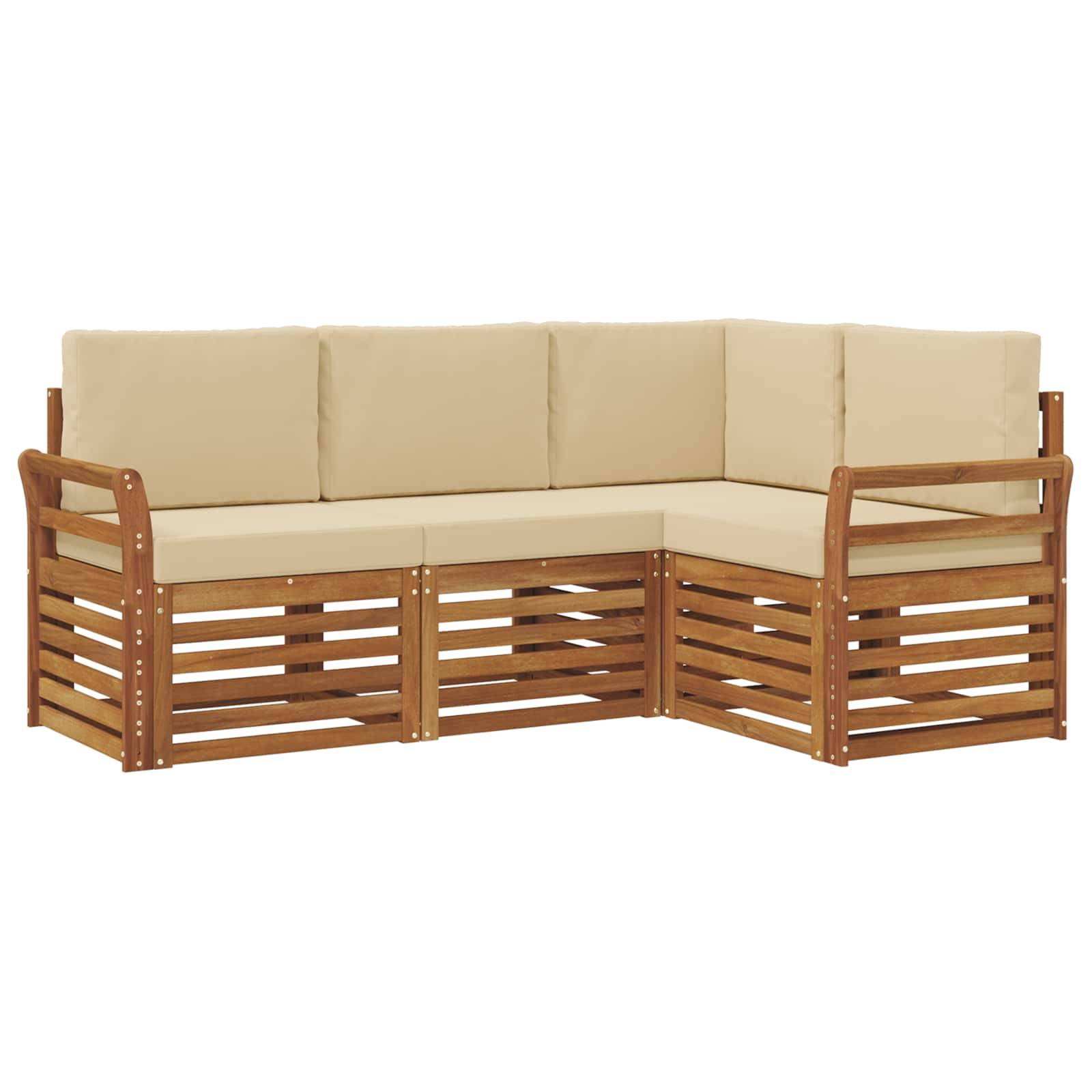 vidaXL Sofagarnituren 4 pcs Natur und Beige Massivholz Akazie