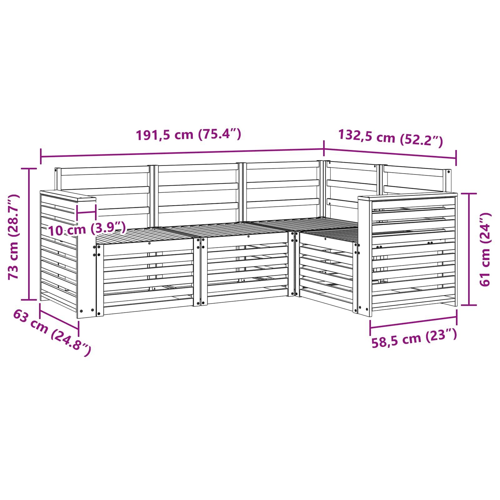 vidaXL Sofagarnituren 4 pcs Natur Massivholz Akazie