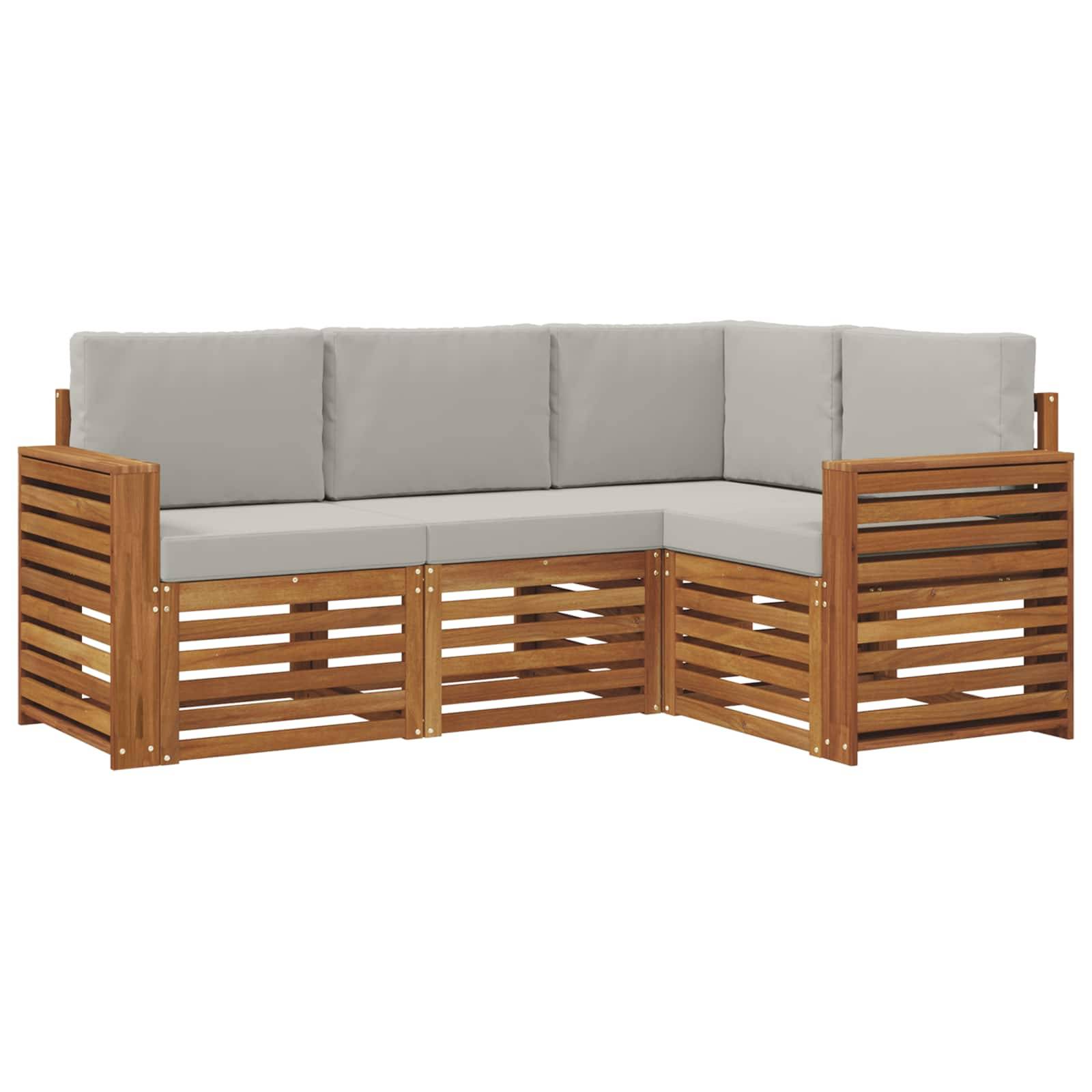 vidaXL Sofagarnituren 4 pcs Natürlich und Hellgrau Massivholz Akazie
