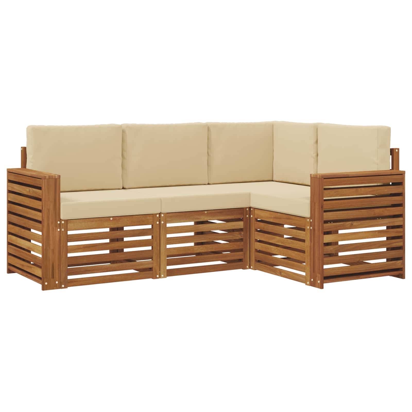 vidaXL Sofagarnituren 4 pcs Natur und Beige Massivholz Akazie