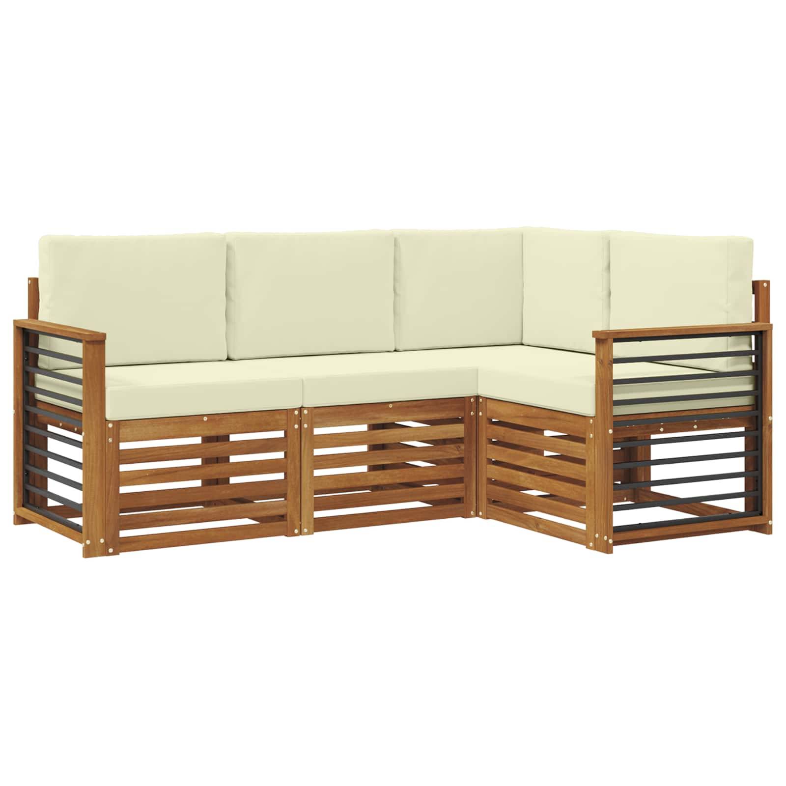 vidaXL Sofagarnituren 4 pcs Natur und Creme Massivholz Akazie