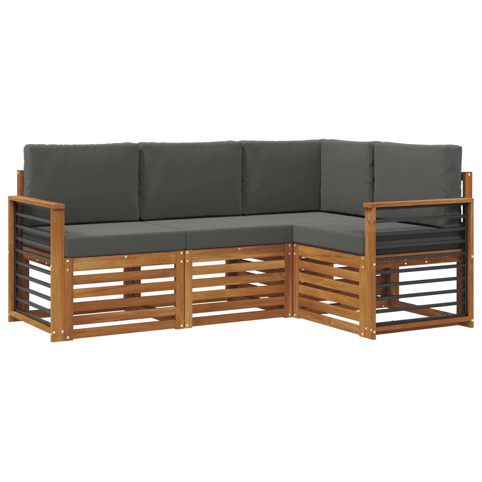 vidaXL Sofagarnituren 4 pcs Natur und Anthrazit Massivholz Akazie
