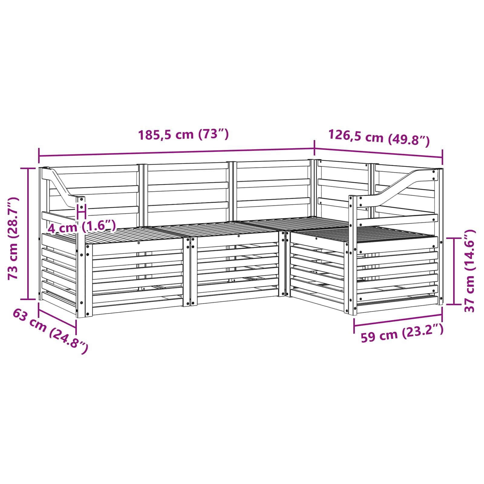 vidaXL Sofagarnituren 4 pcs Natur Massivholz Akazie