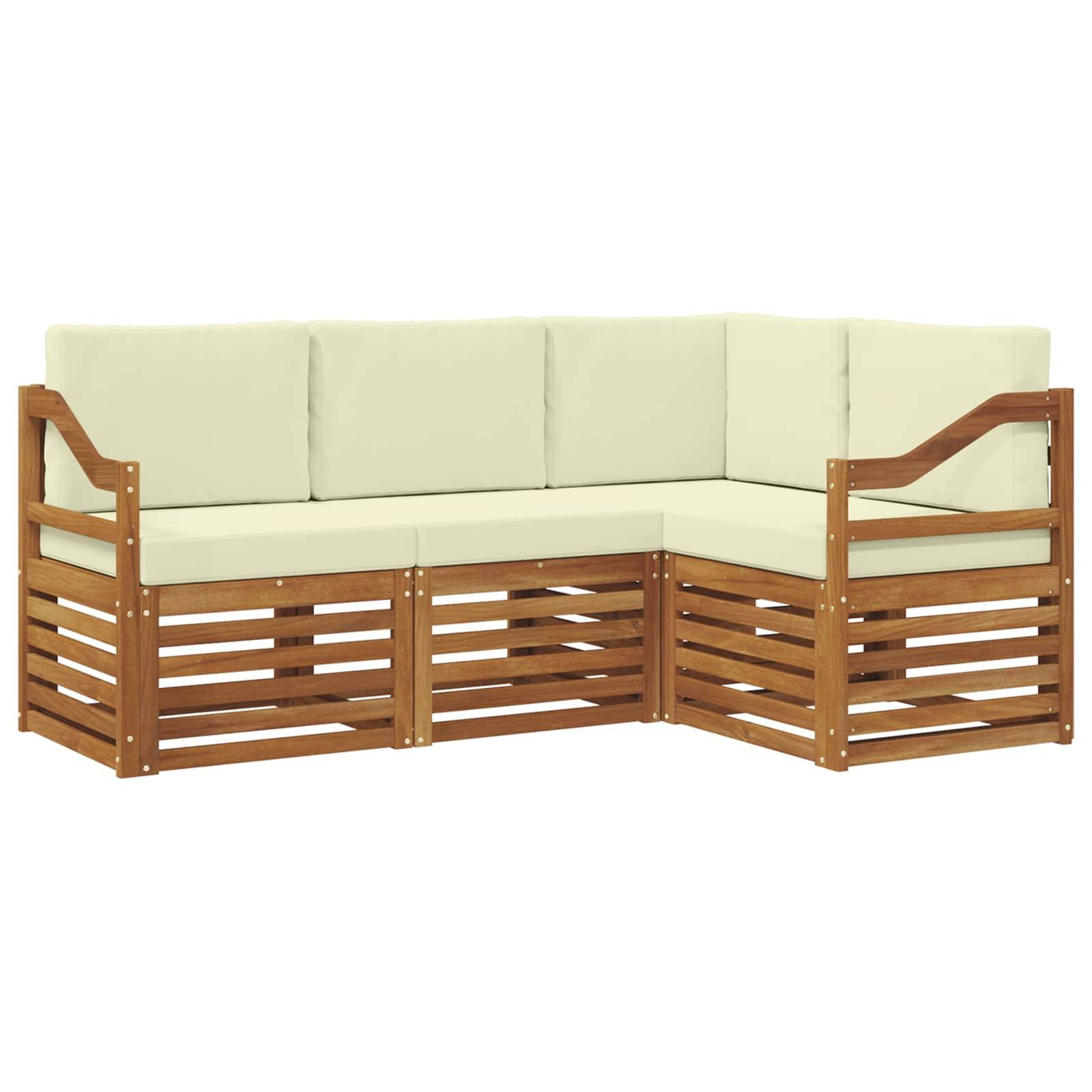 vidaXL Sofagarnituren 4 pcs Natur und Creme Massivholz Akazie