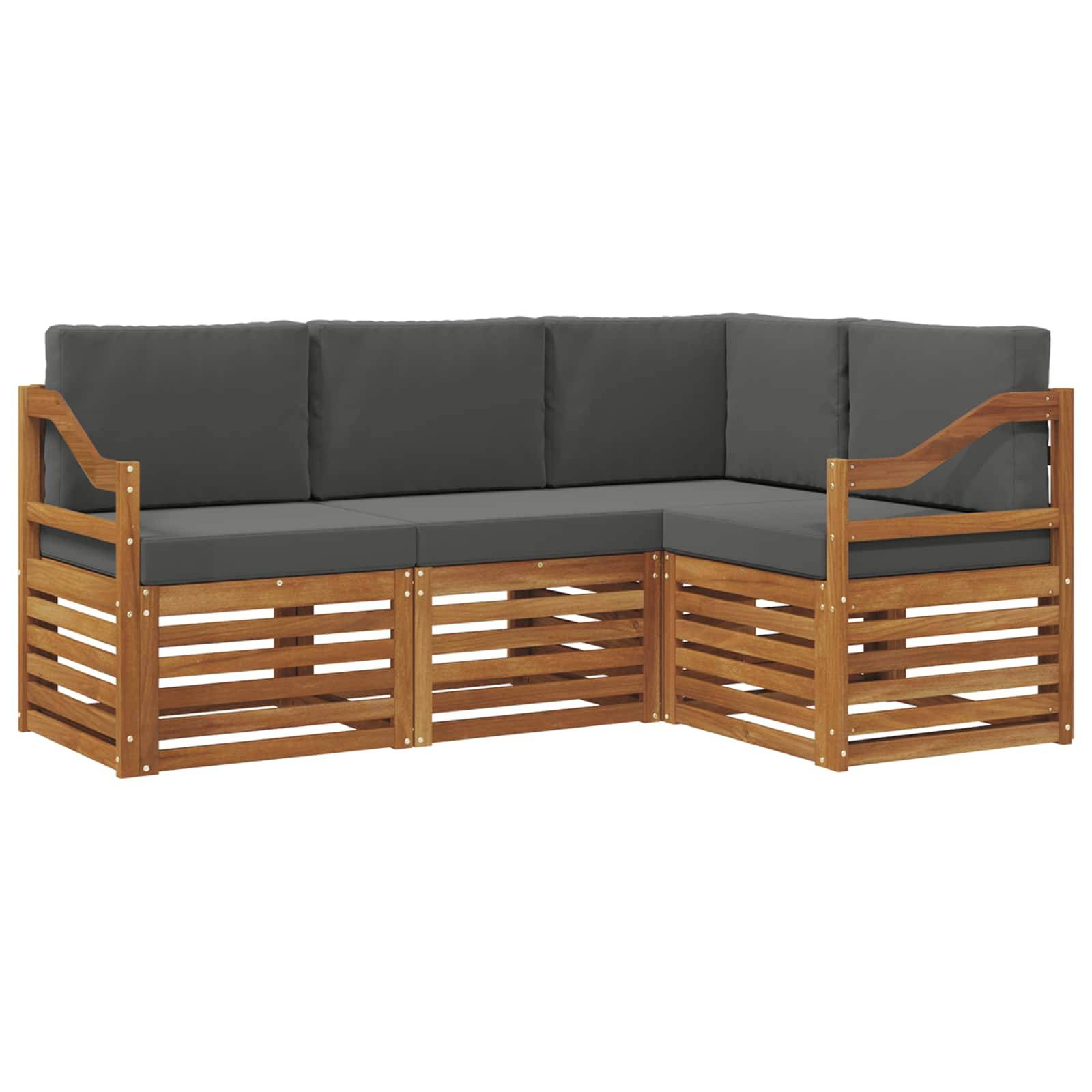 vidaXL Sofagarnituren 4 pcs Natur und Anthrazit Massivholz Akazie