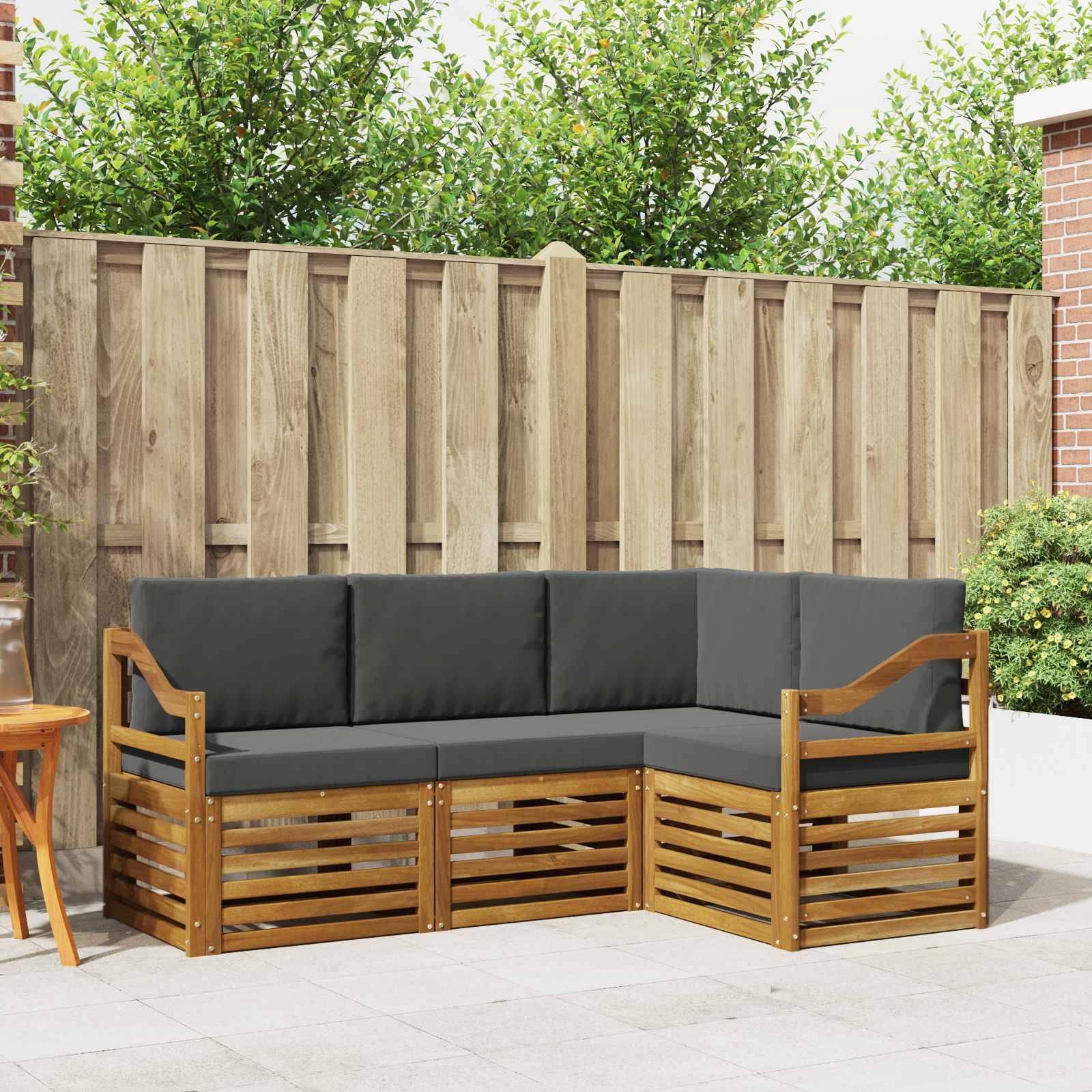 vidaXL Sofagarnituren 4 pcs Natur und Anthrazit Massivholz Akazie