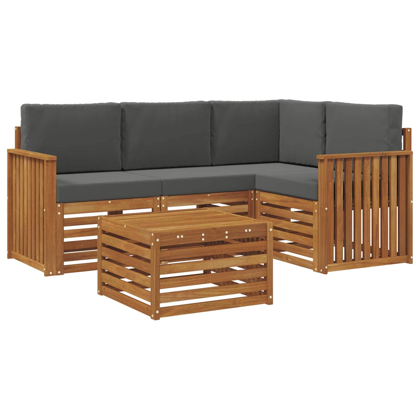 vidaXL Outdoor-Sofagarnitur mit Kissen 5 pcs Natur und Anthrazit