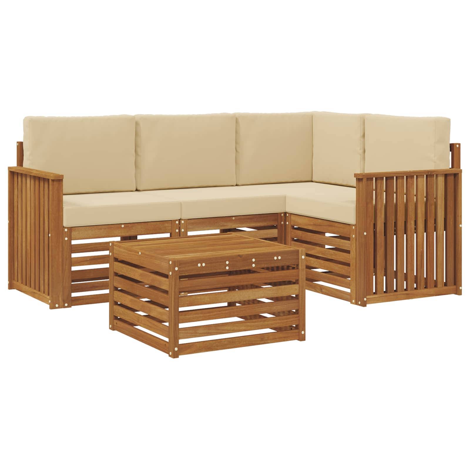 vidaXL Outdoor-Sofagarnitur 5 pcs Natur und Beige Massivholz Akazie