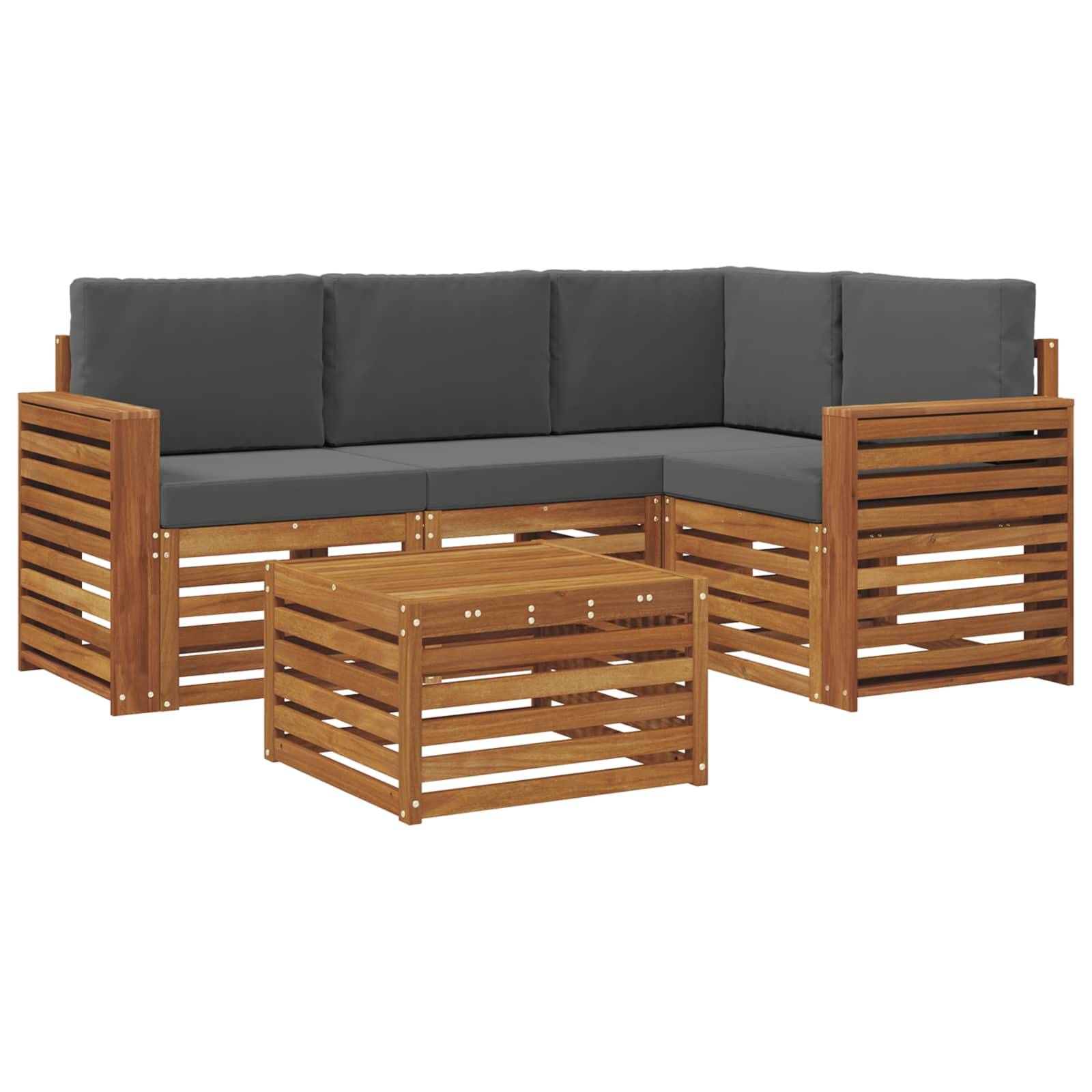vidaXL Outdoor-Sofagarnitur mit Kissen 5 pcs Natur und Anthrazit