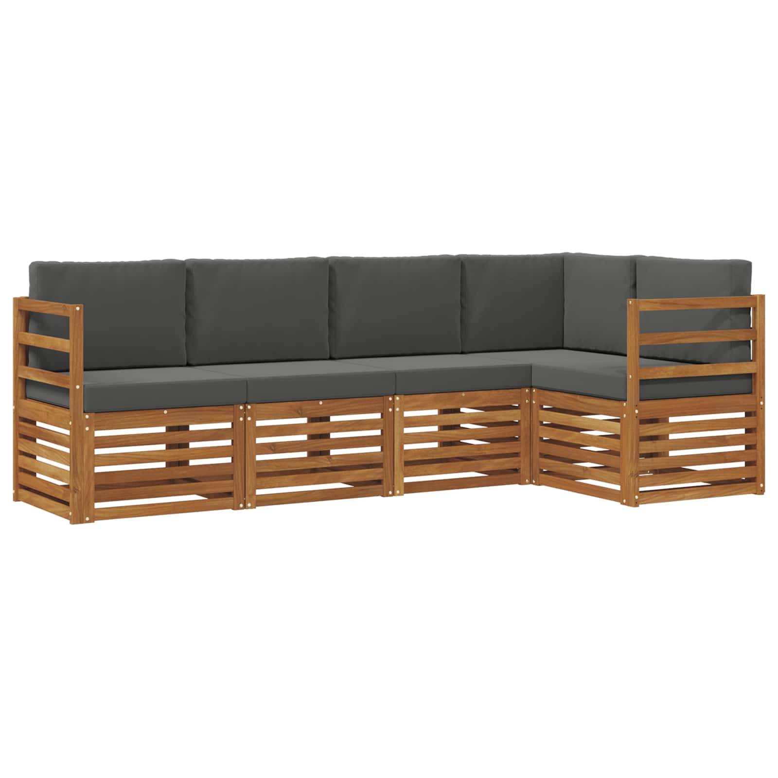 vidaXL Ecksofa Set 5 pcs Natur und Anthrazit Massivholz Akazie