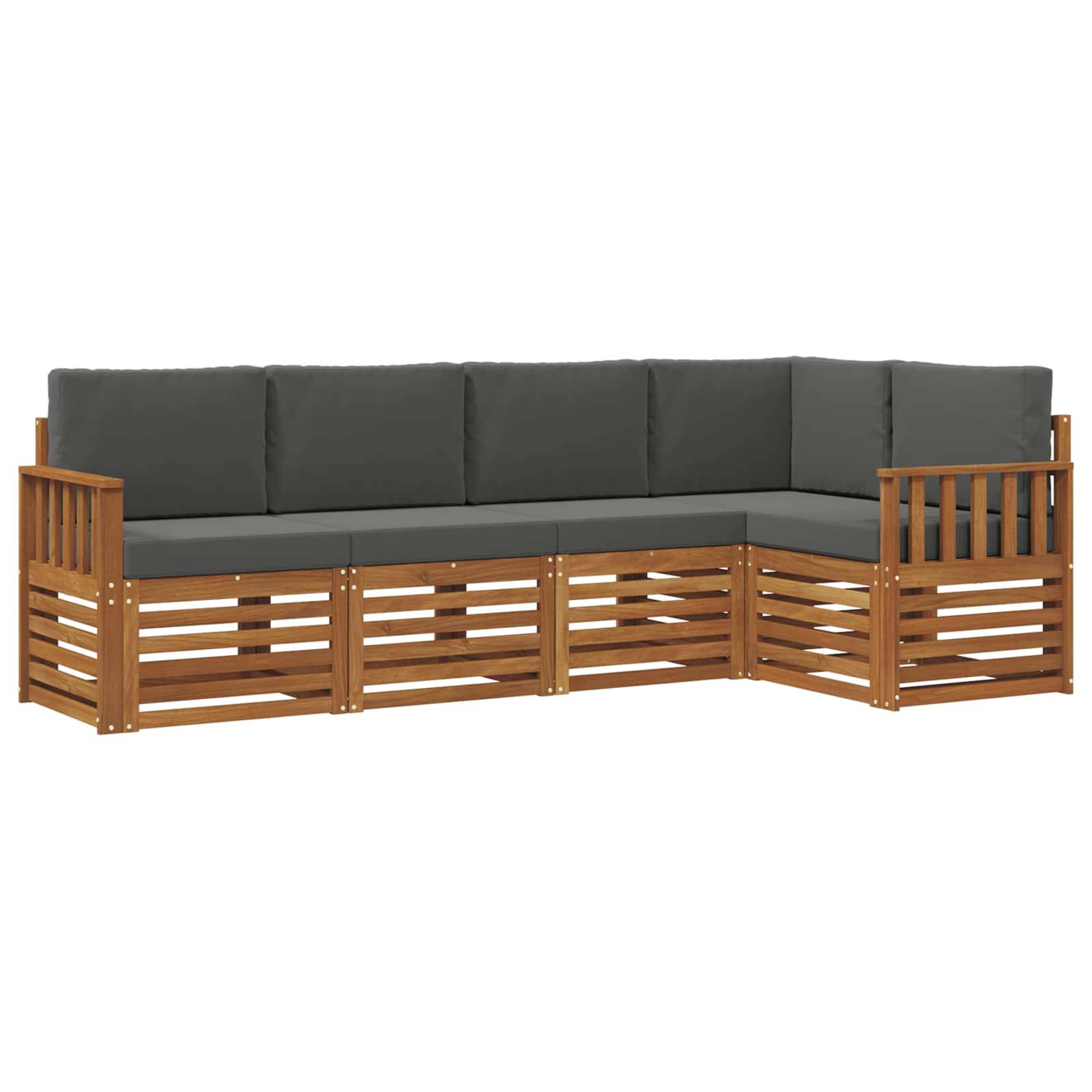 vidaXL Ecksofa Set 5 pcs Natur und Anthrazit Massivholz Akazie