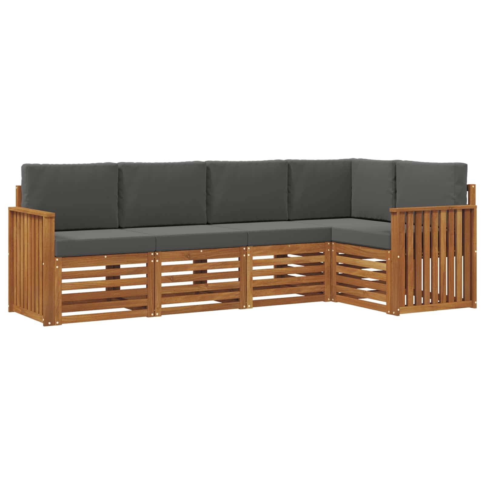 vidaXL Ecksofa Set 5 pcs Natur und Anthrazit Massivholz Akazie