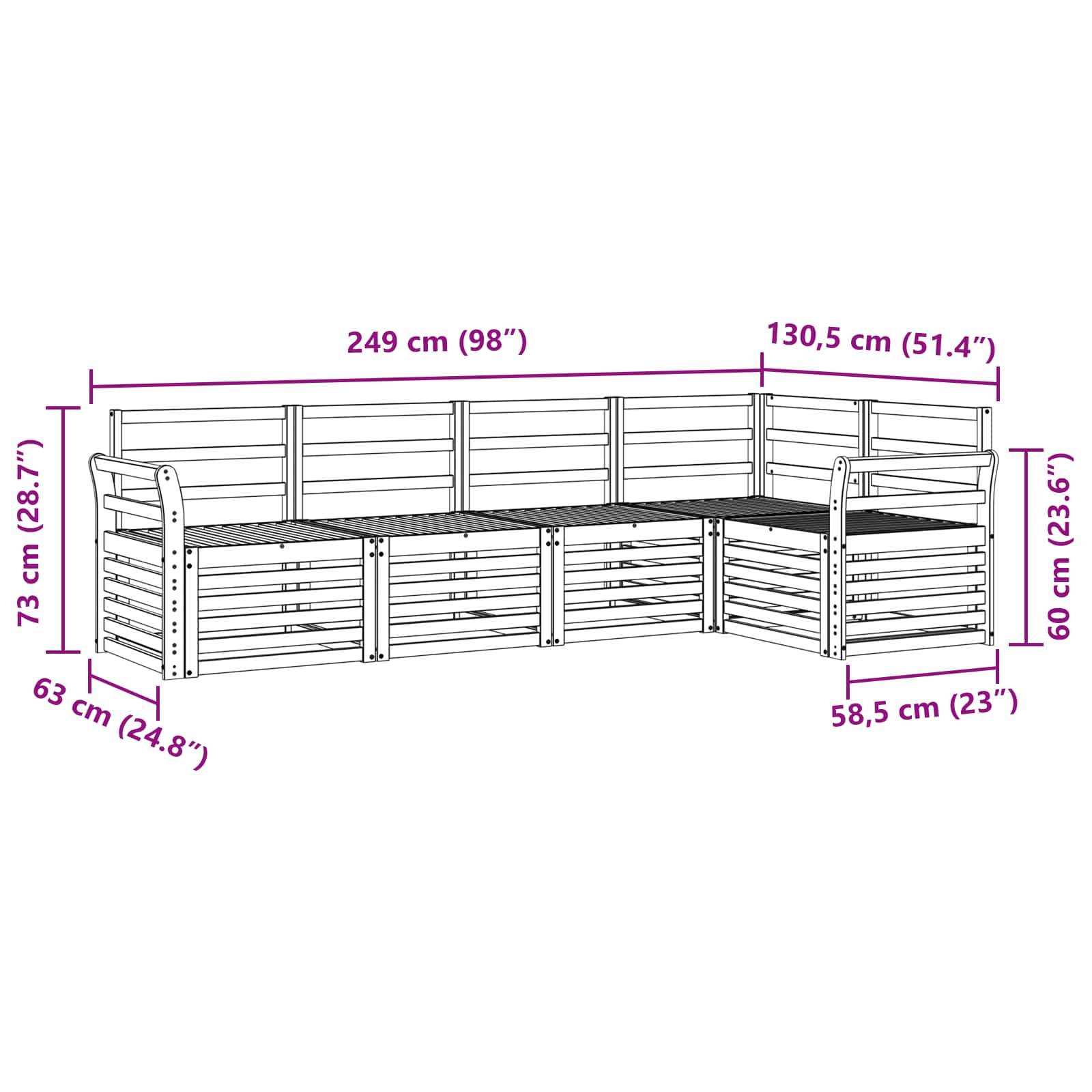 vidaXL Sofagarnituren 5 pcs Natur Massivholz Akazie