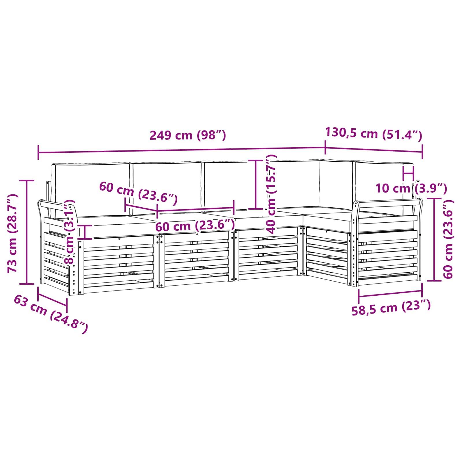 vidaXL Outdoor-Sofagarnitur 5 pcs Weiß und Hellgrau