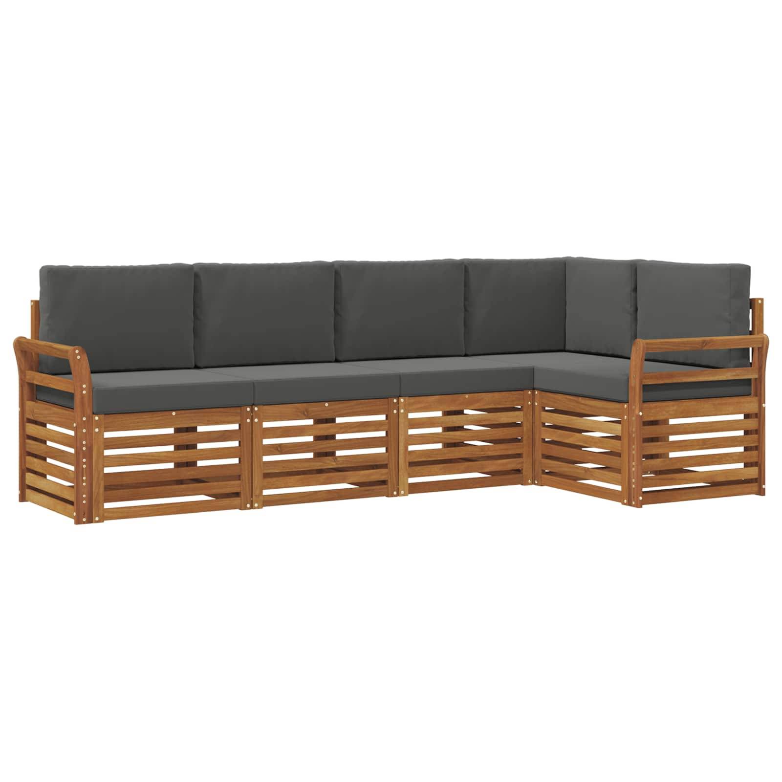 vidaXL Ecksofa Set 5 pcs Natur und Anthrazit Massivholz Akazie