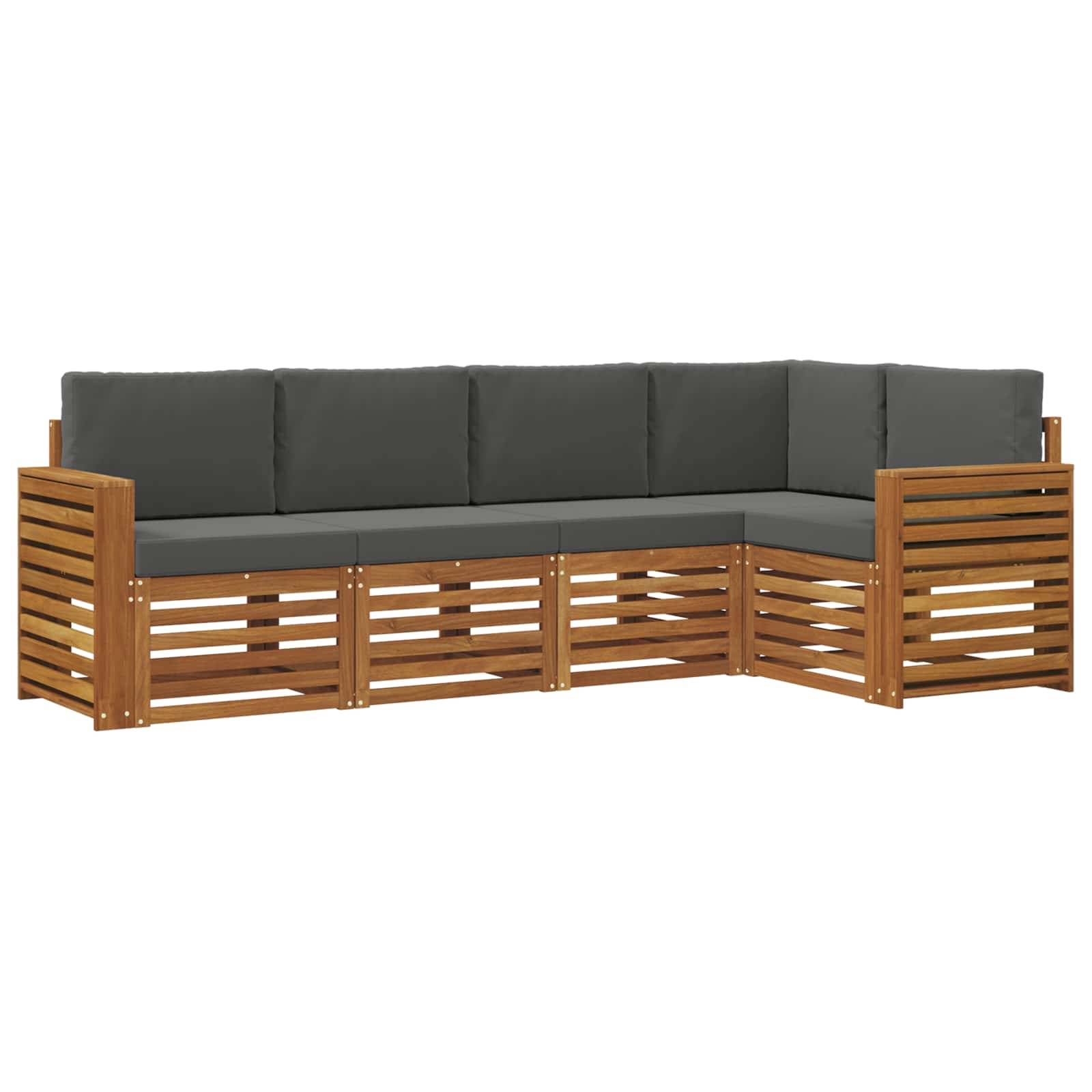vidaXL Ecksofa Set 5 pcs Natur und Anthrazit Massivholz Akazie