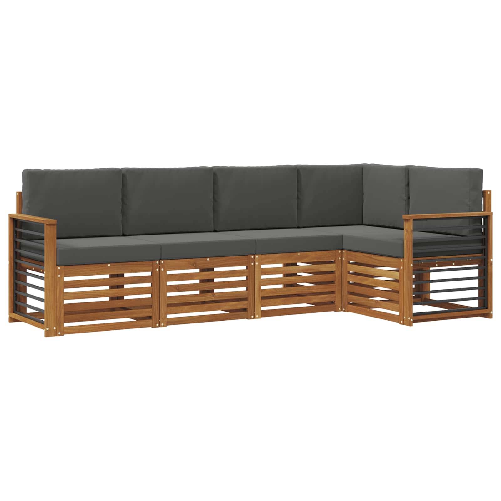 vidaXL Ecksofa Set 5 pcs Natur und Anthrazit Massivholz Akazie