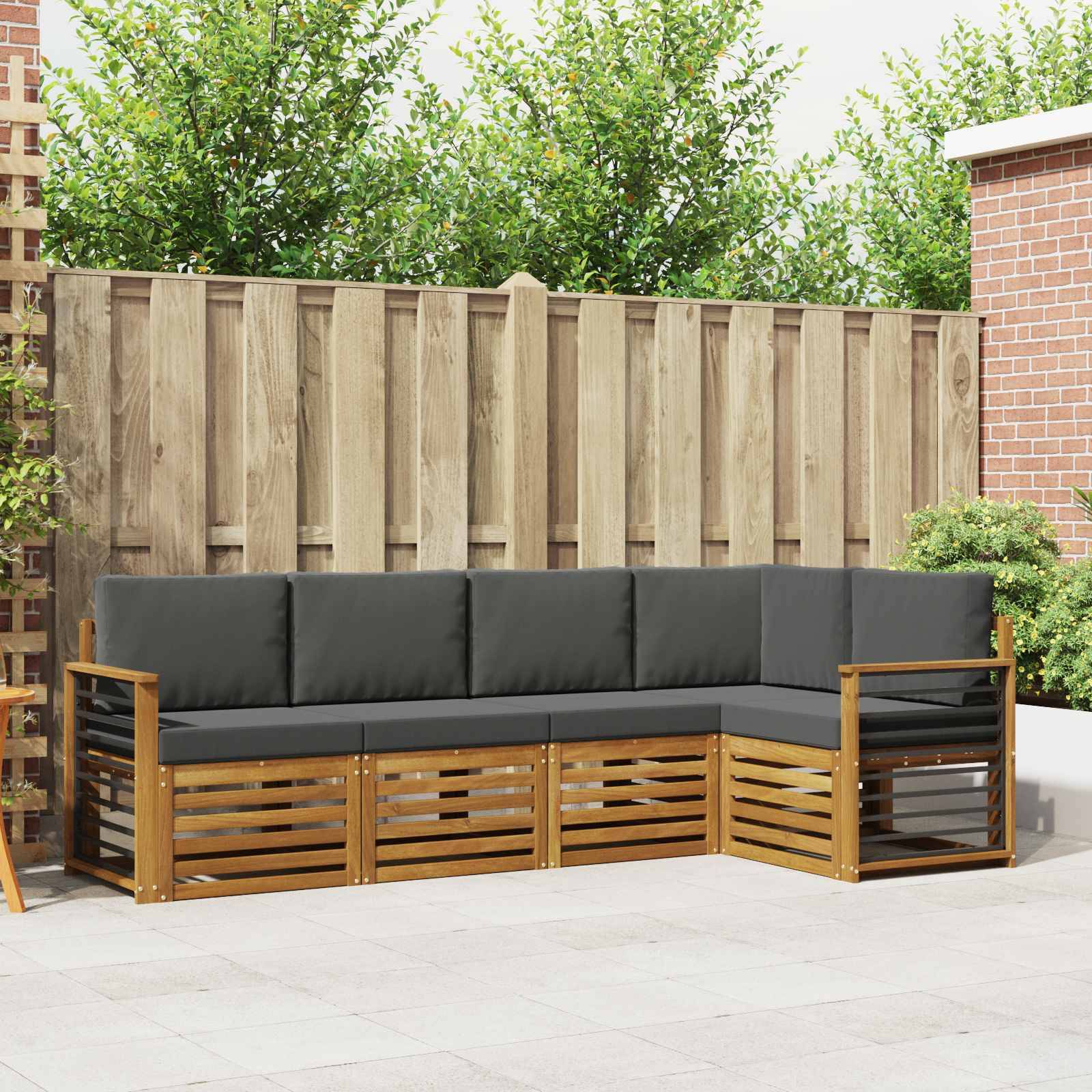 vidaXL Ecksofa Set 5 pcs Natur und Anthrazit Massivholz Akazie