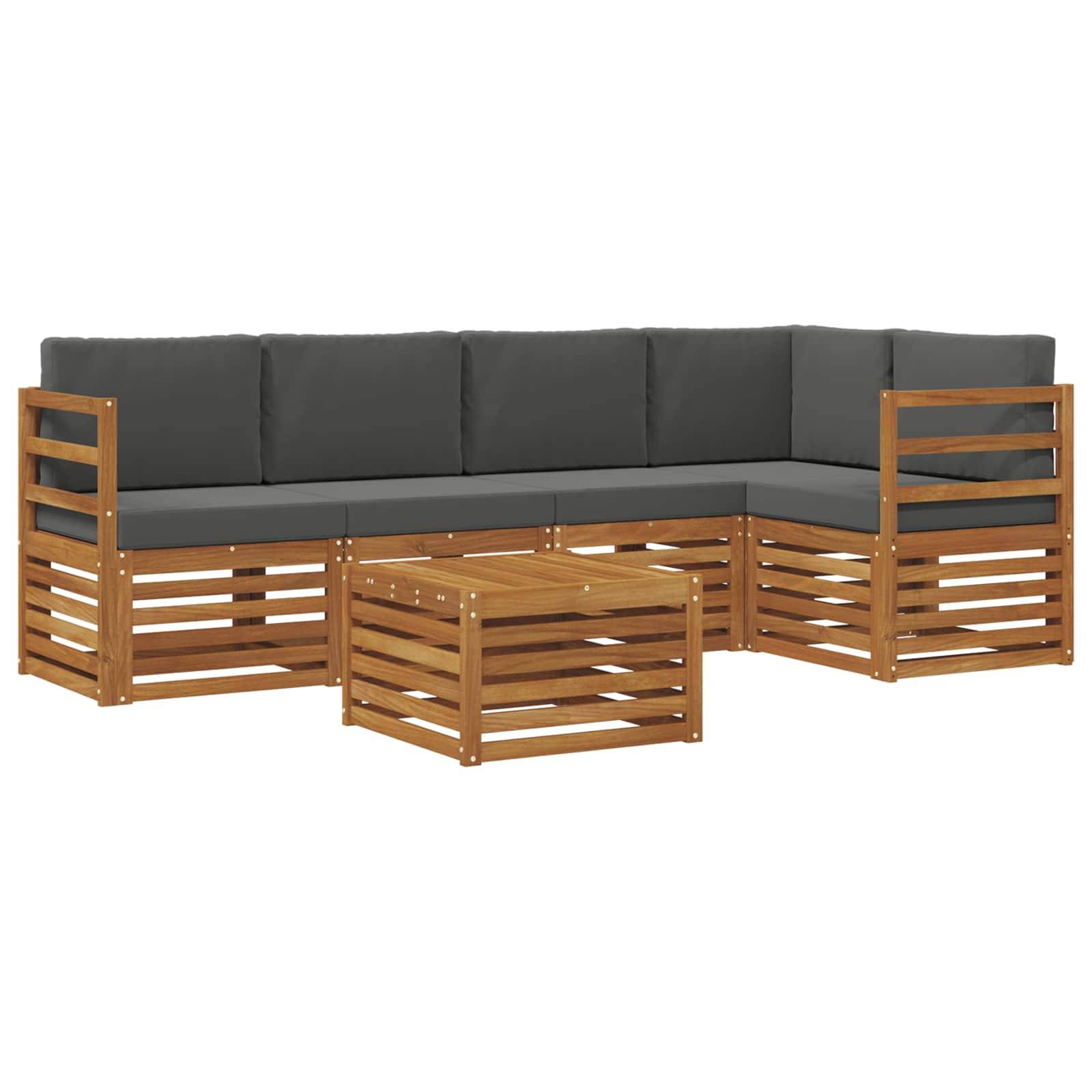 vidaXL Ecksofa Set 6 pcs Natur und Anthrazit Massivholz Akazie