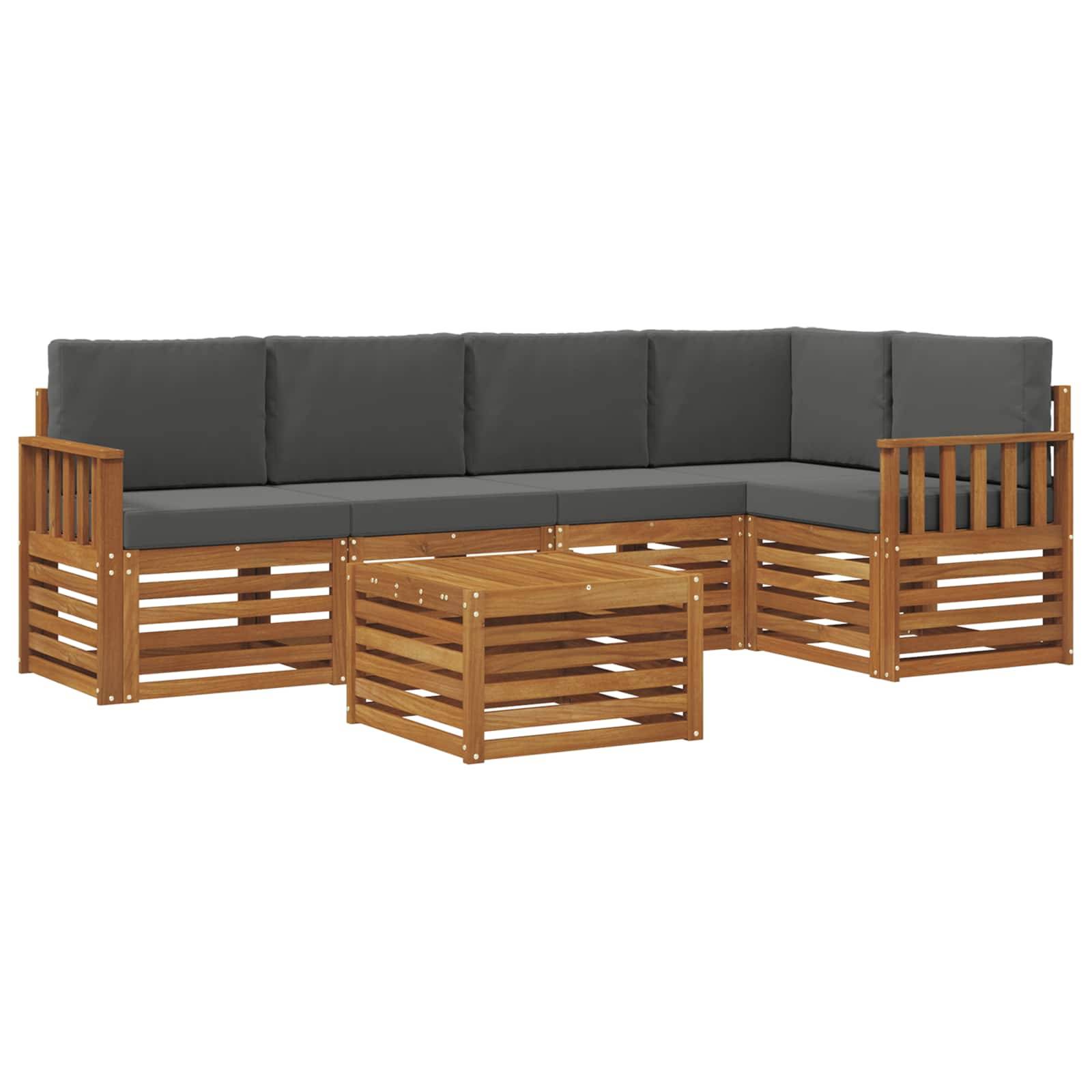 vidaXL Ecksofa Set 6 pcs Natur und Anthrazit Massivholz Akazie