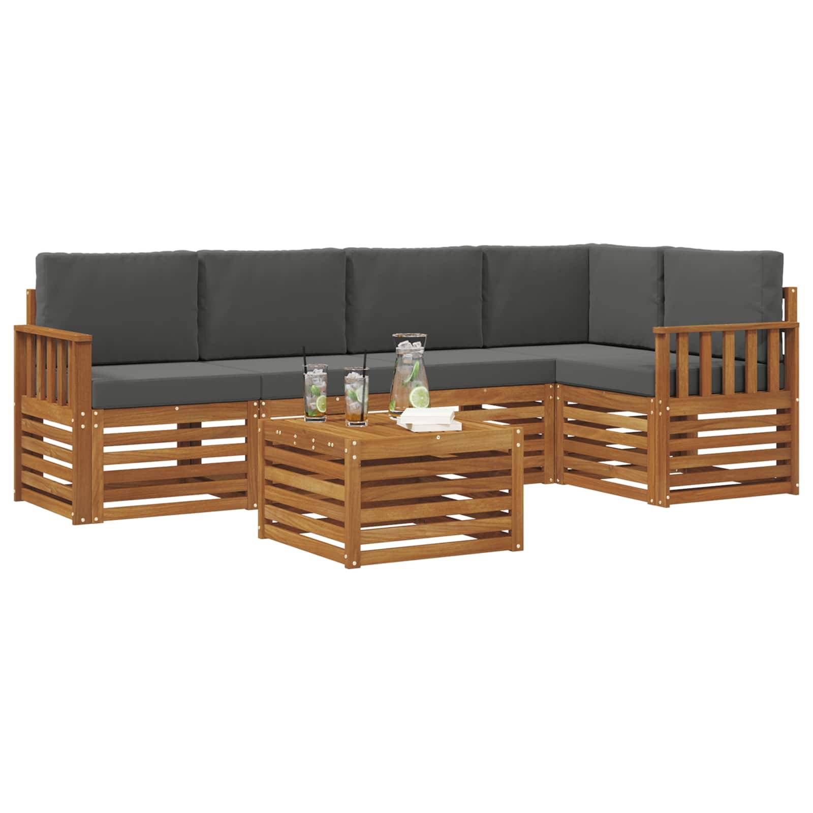 vidaXL Ecksofa Set 6 pcs Natur und Anthrazit Massivholz Akazie